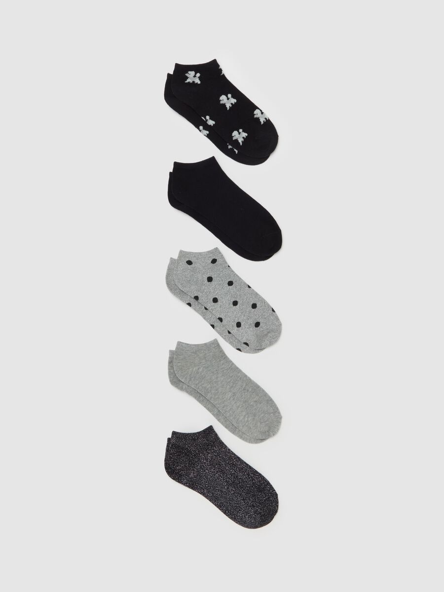 Five-pair pack short socks with lurex and designs_0