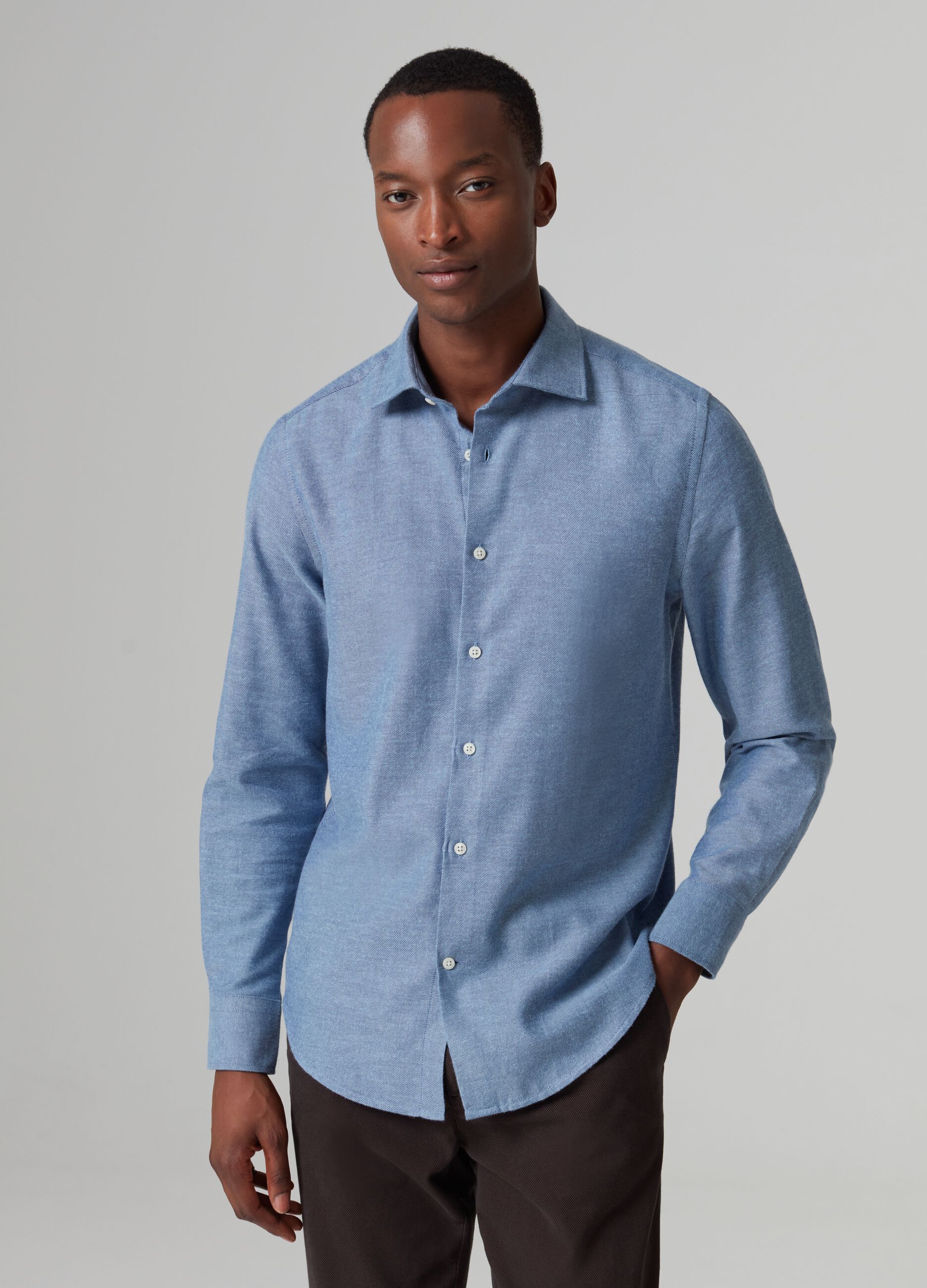 Shirt in chambray flannel