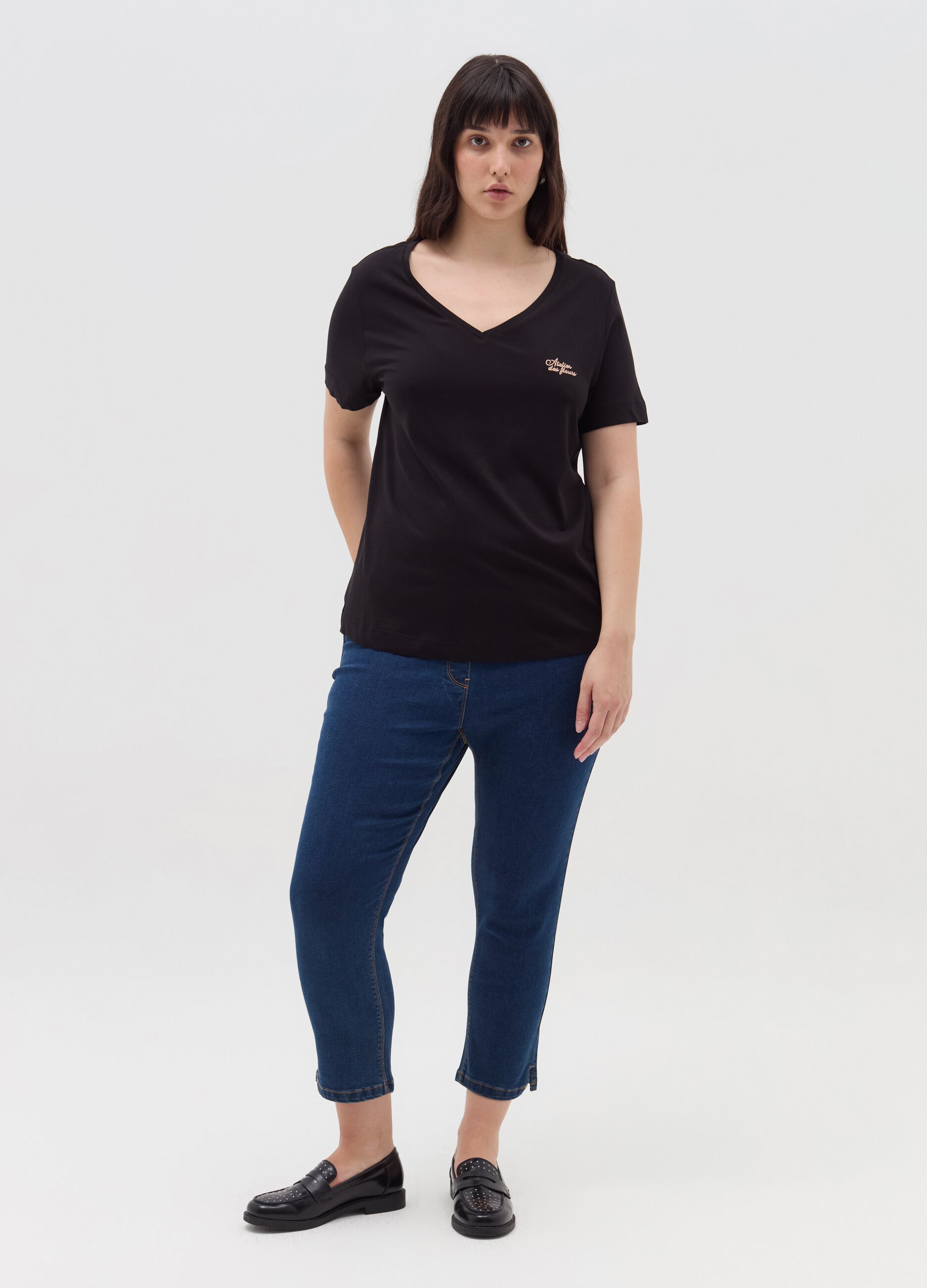 T-shirt con ricamo lurex Curvy