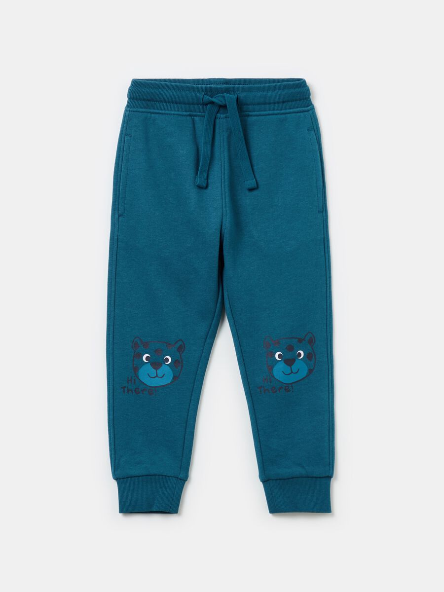 Fleece joggers with drawstring and print_0