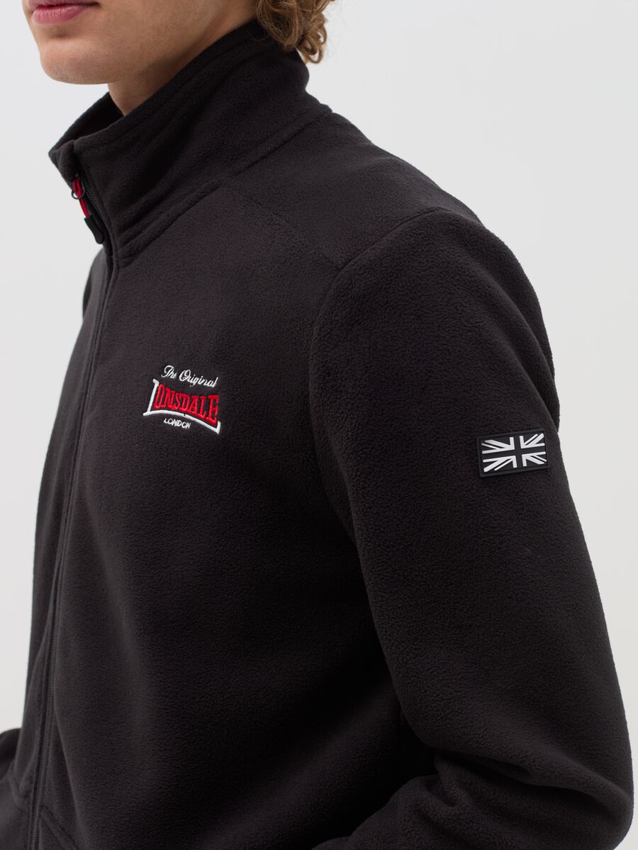 Full-zip sweatshirt in fleece with high neck and logo embroidery_3