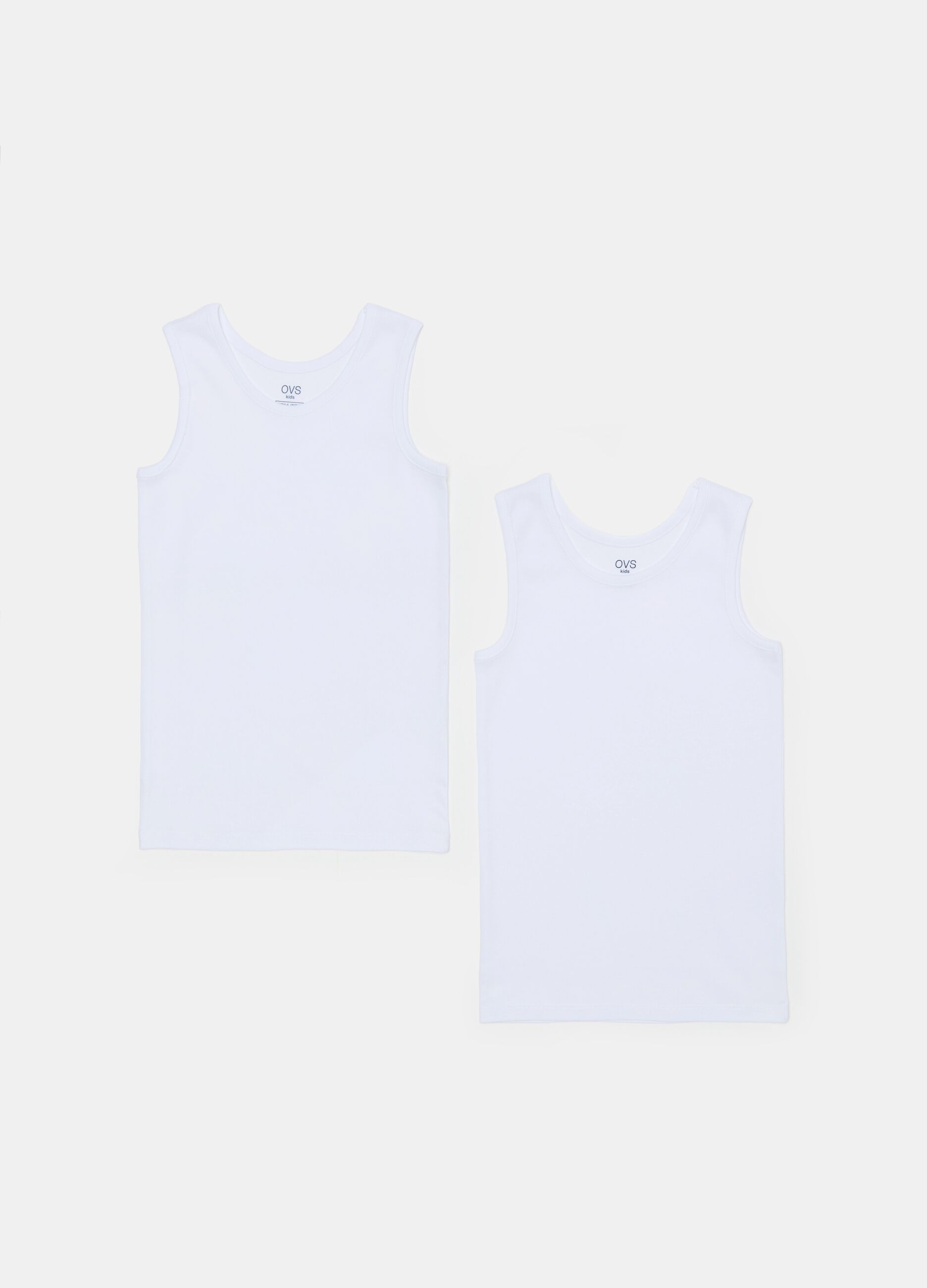 Two-pack racerback vests with ribbed edging