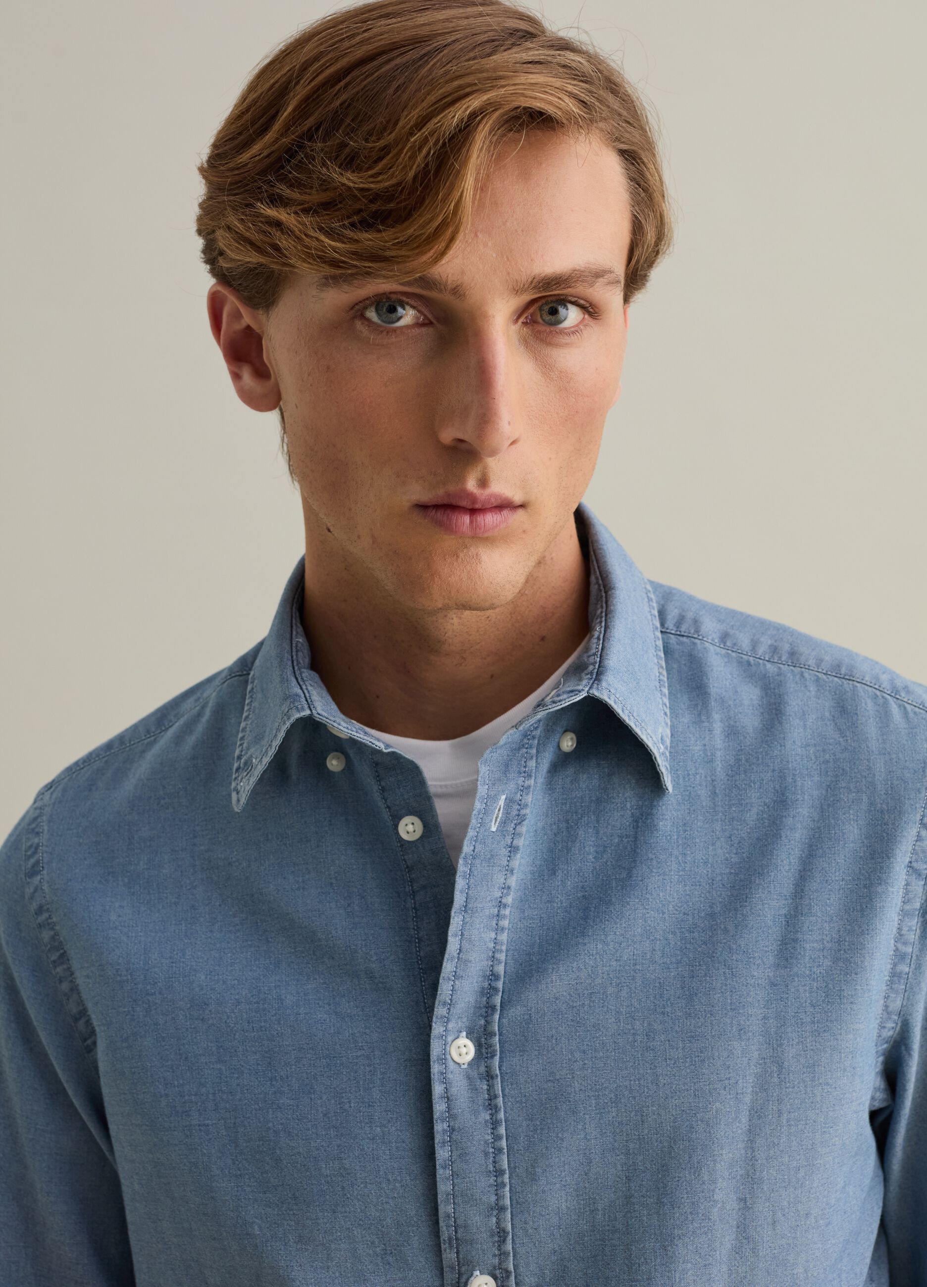 Regular-fit shirt in chambray cotton