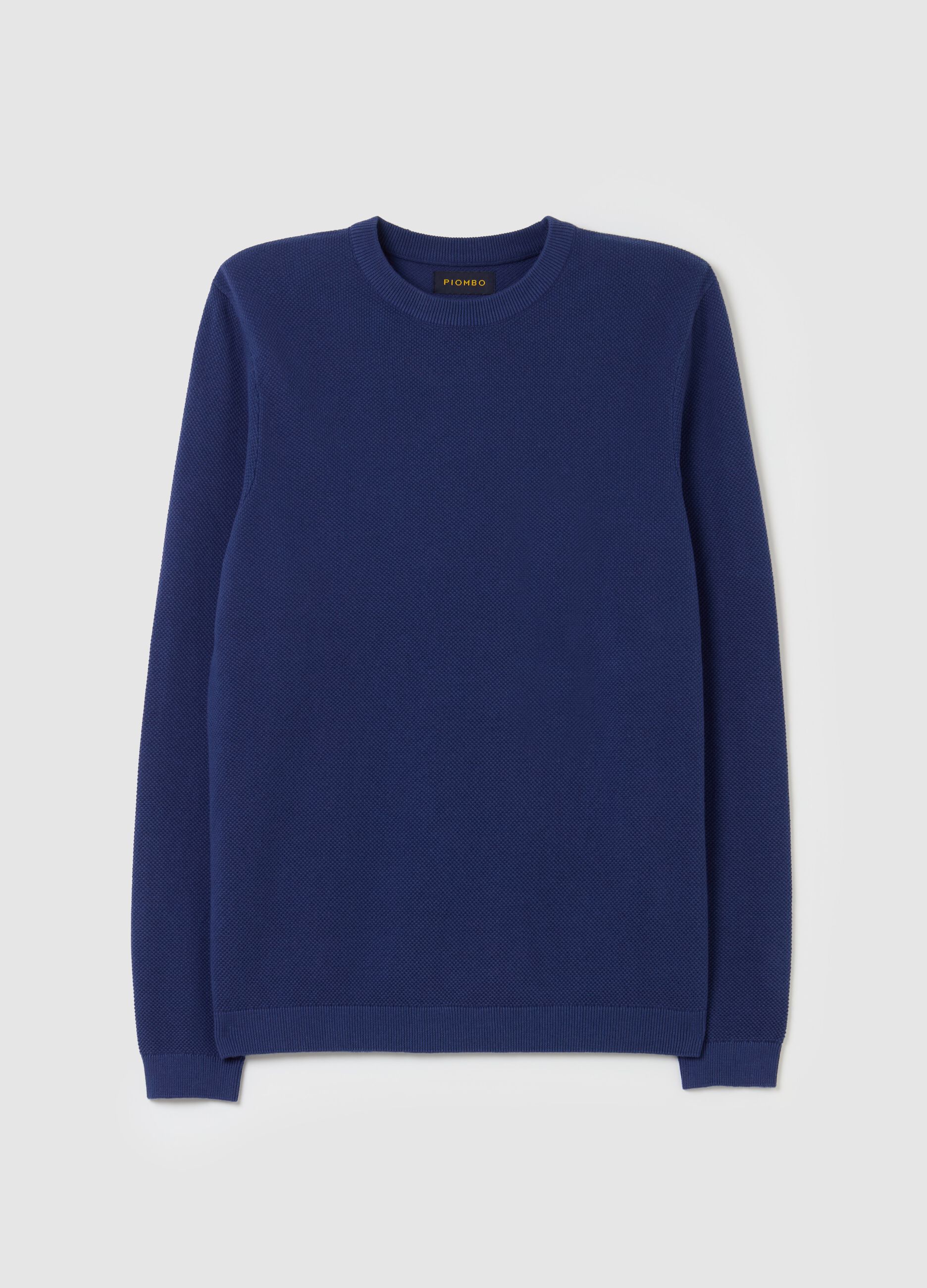 Piquet pullover with round neck