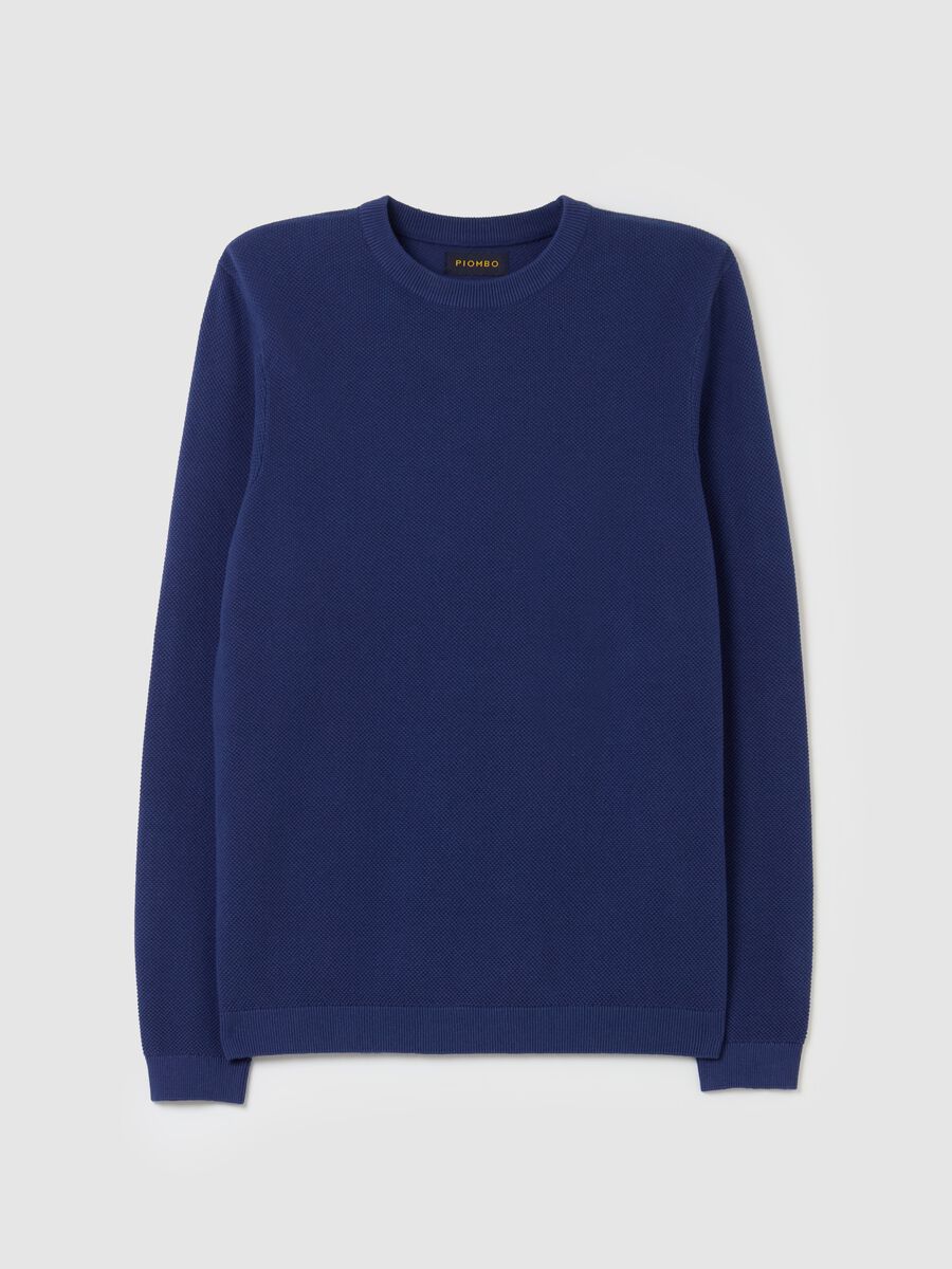 Piquet pullover with round neck_4