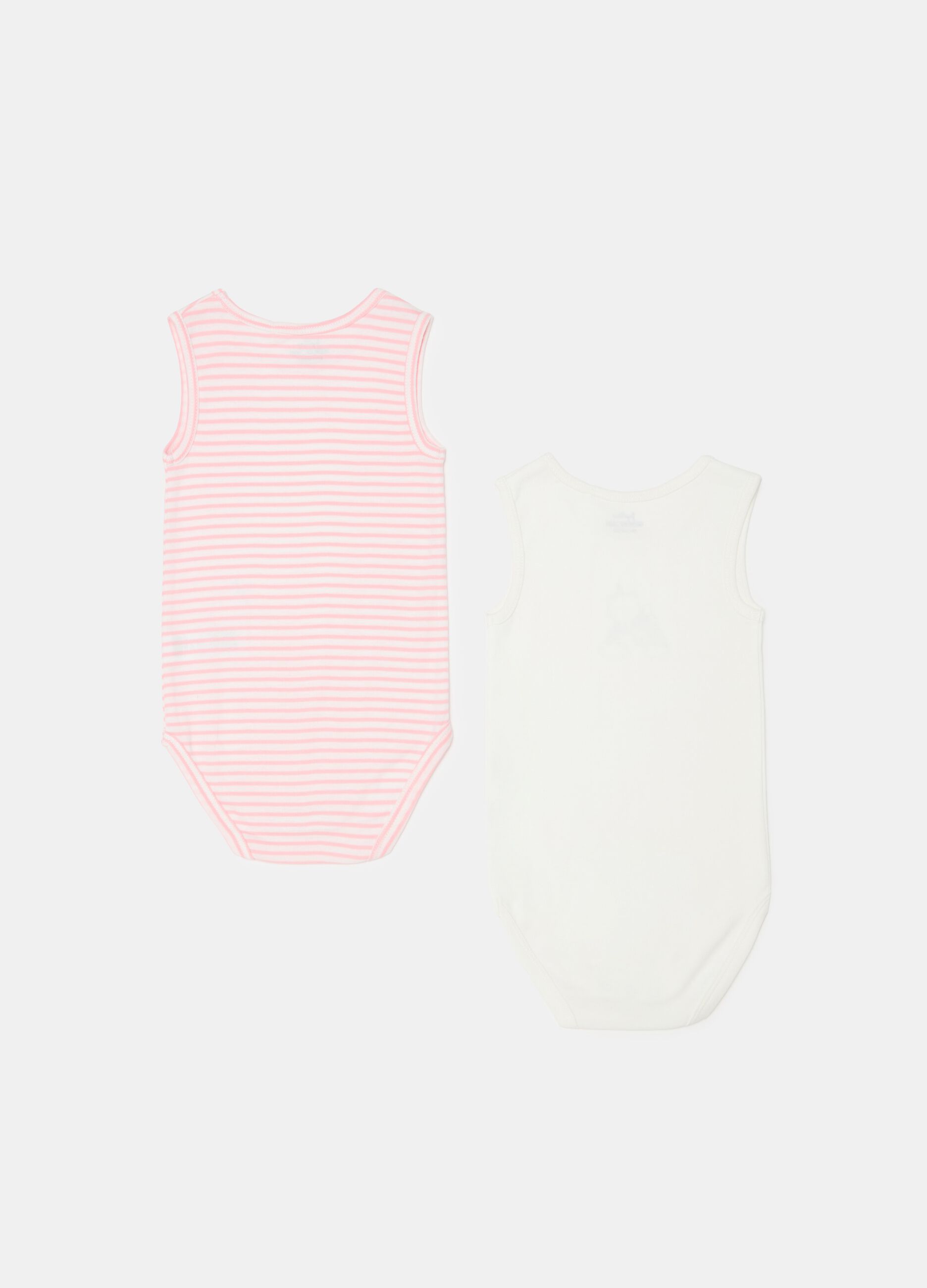 Two-pack sleeveless bodysuits in organic cotton