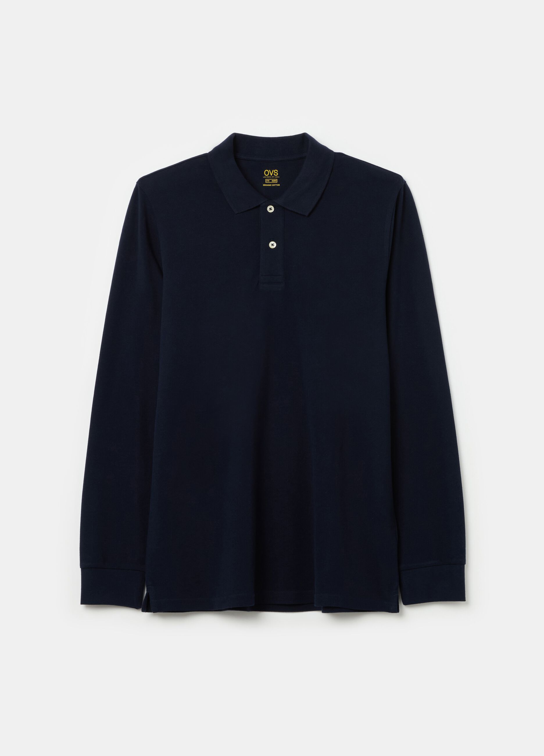 Cotton polo shirt with long sleeves