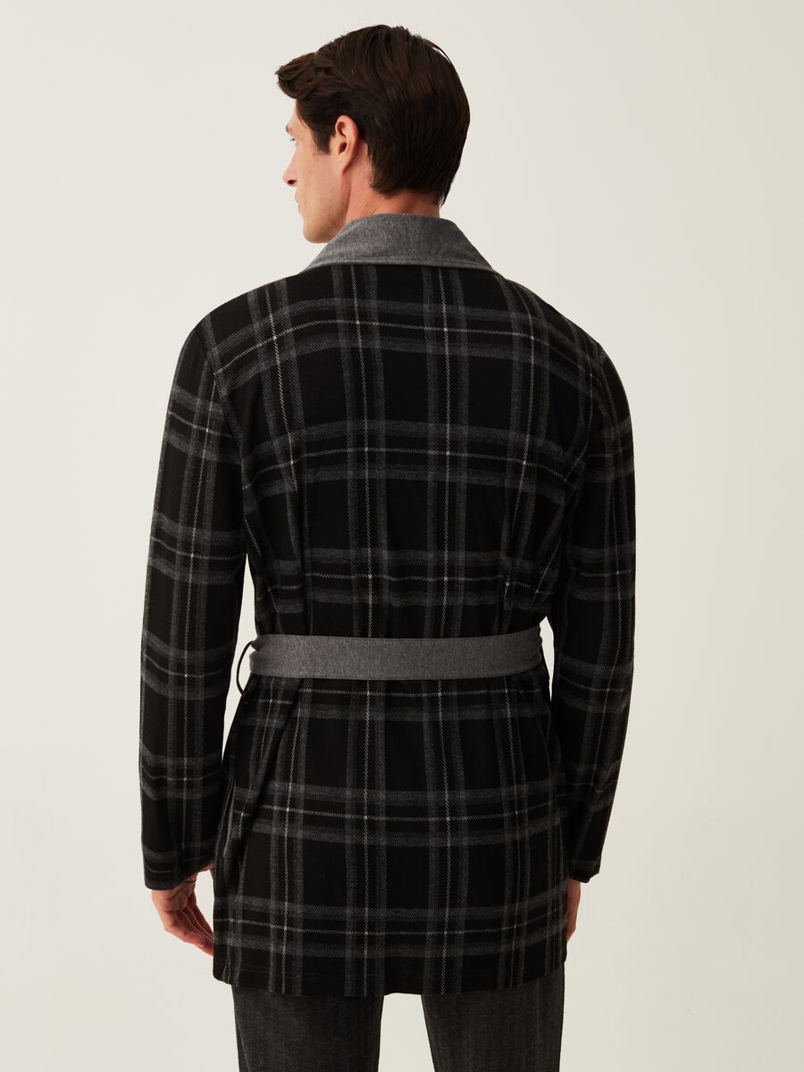 Short check robe with belt_2