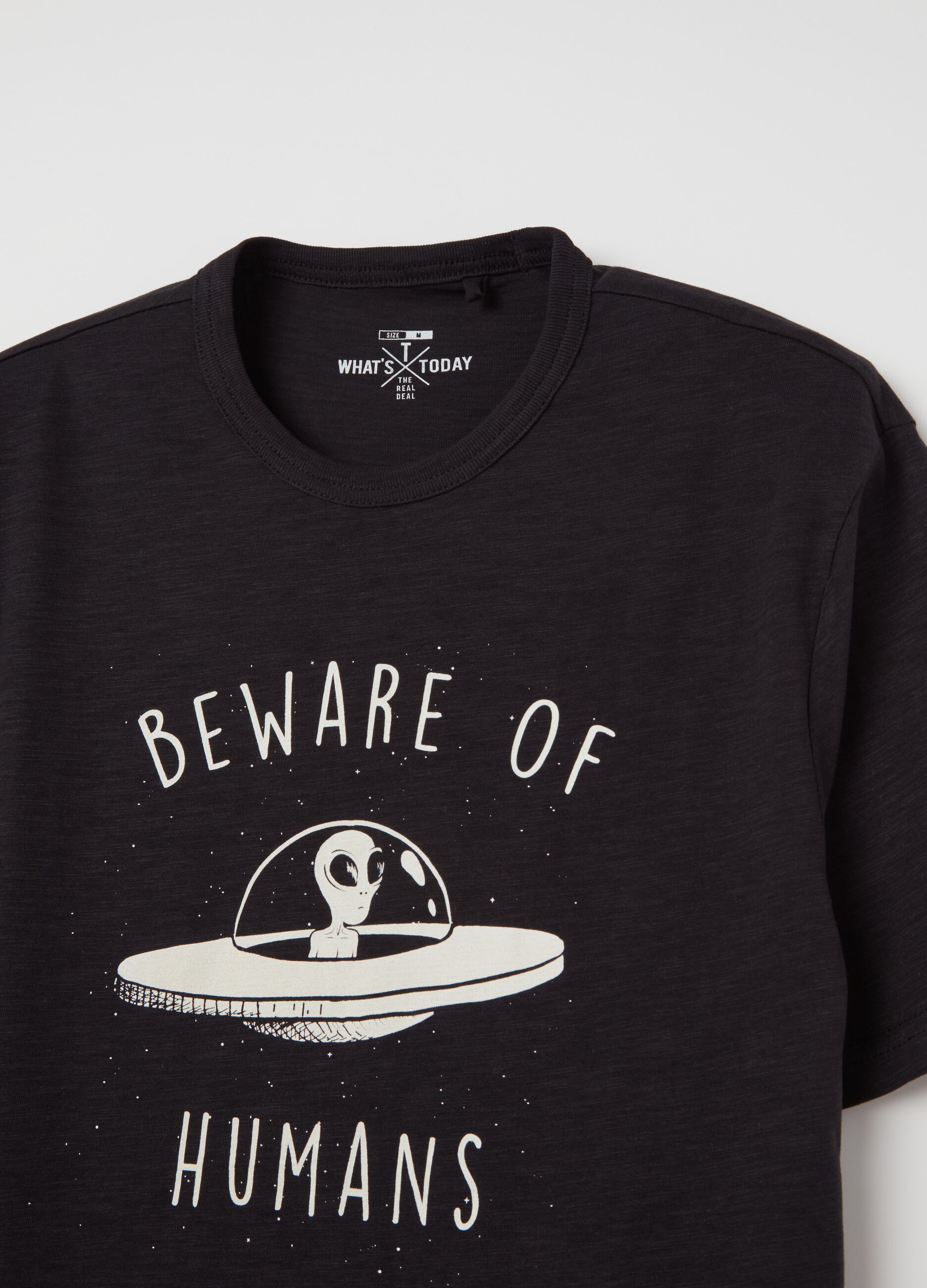 T-shirt with “Be aware of humans” print