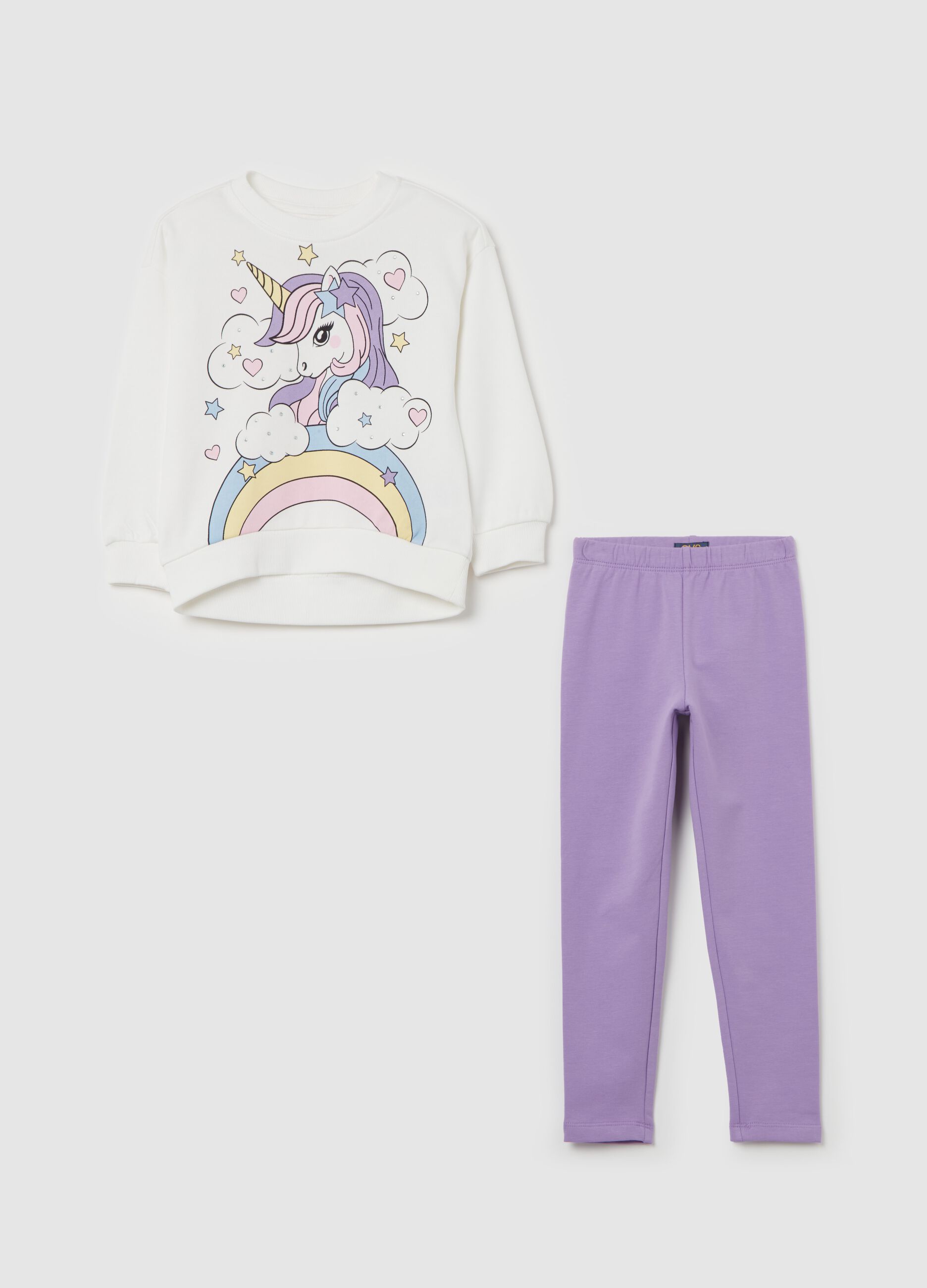 Jogging set con stampa unicorno