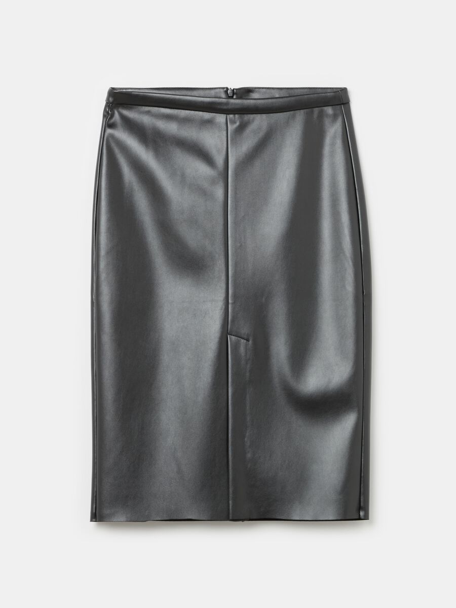 Glossy-effect midi skirt_4