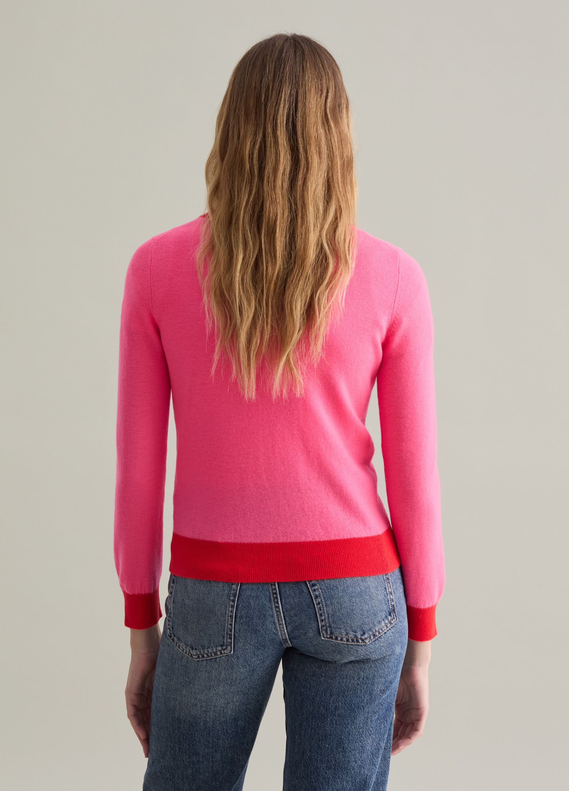 Wool pullover with contrasting trims