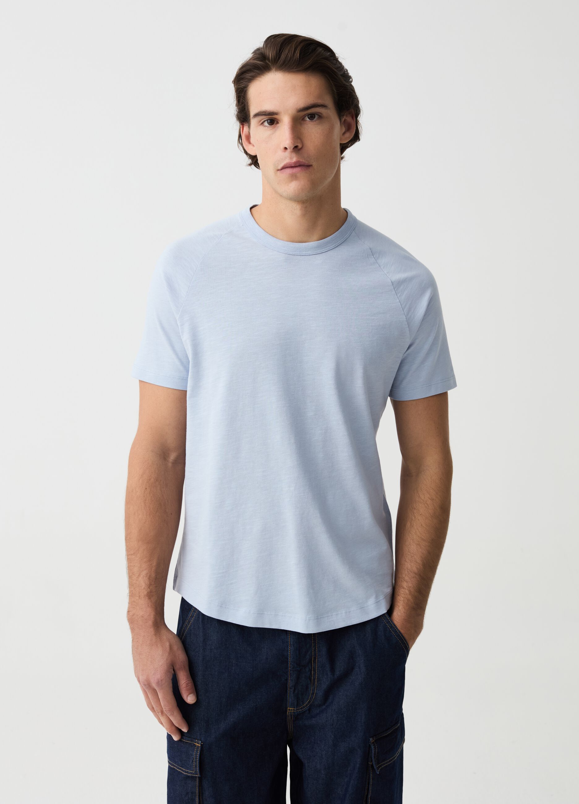 Ovs T-shirt in slub jersey con scollo rotondo