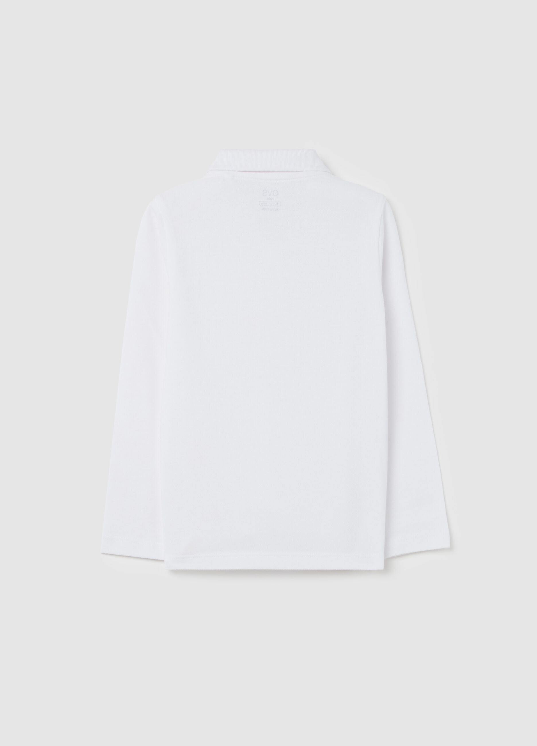 Long-sleeved polo shirt in organic cotton