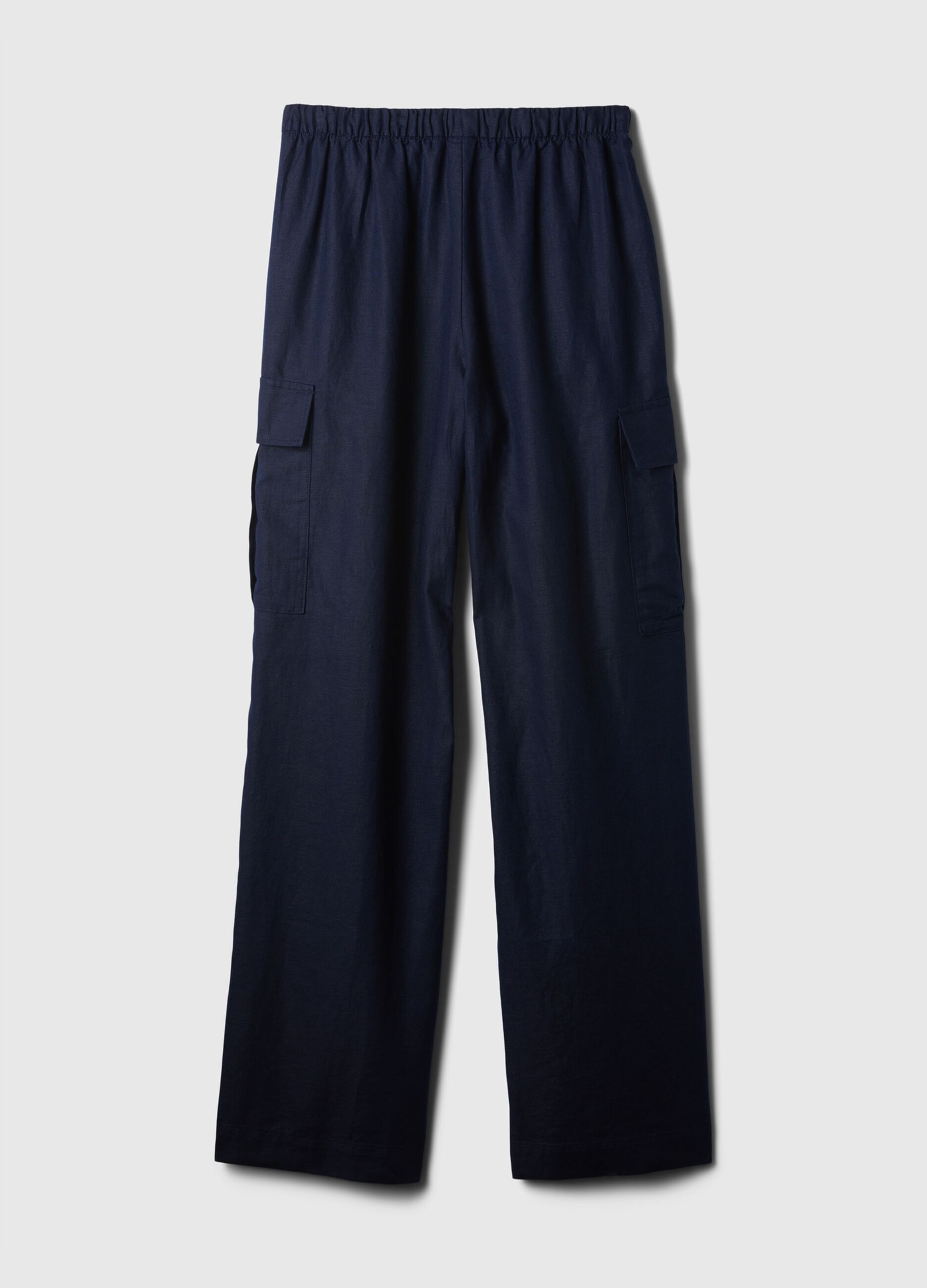 Pull-on wide-leg cargo trousers