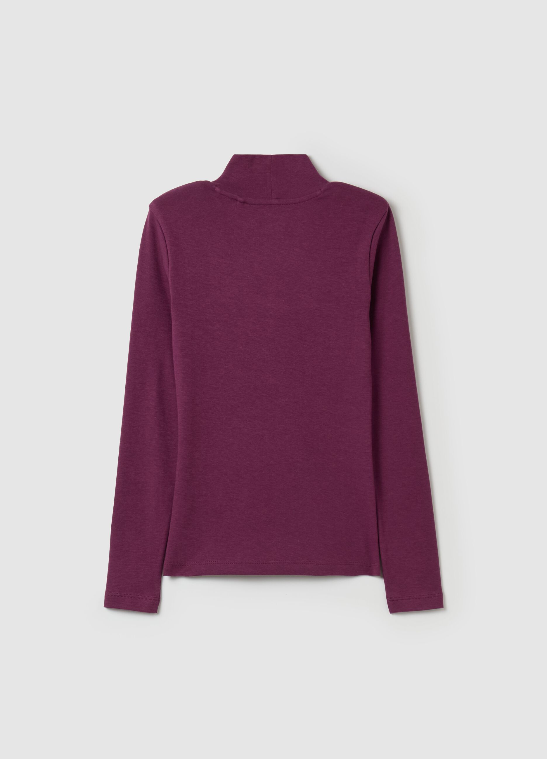 Long-sleeved T-shirt with mock neck