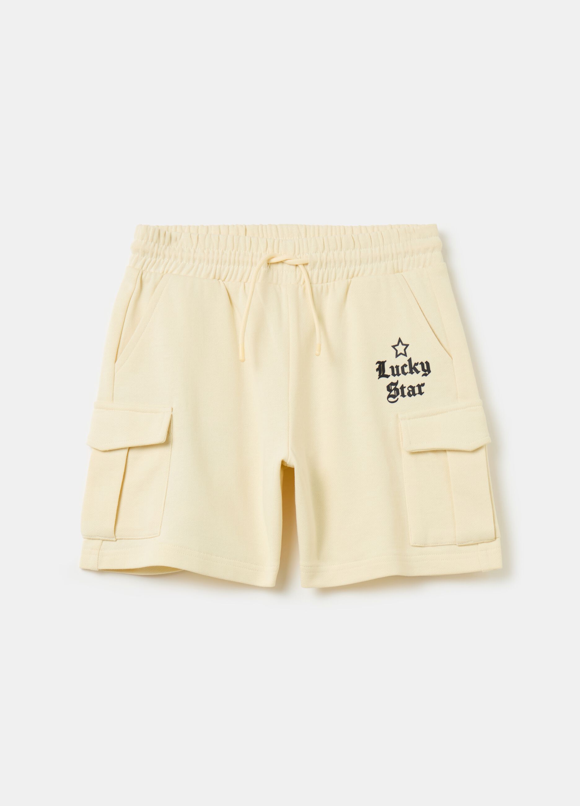 Cargo shorts in fleece with print