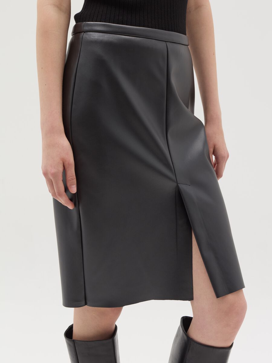 Glossy-effect midi skirt_3