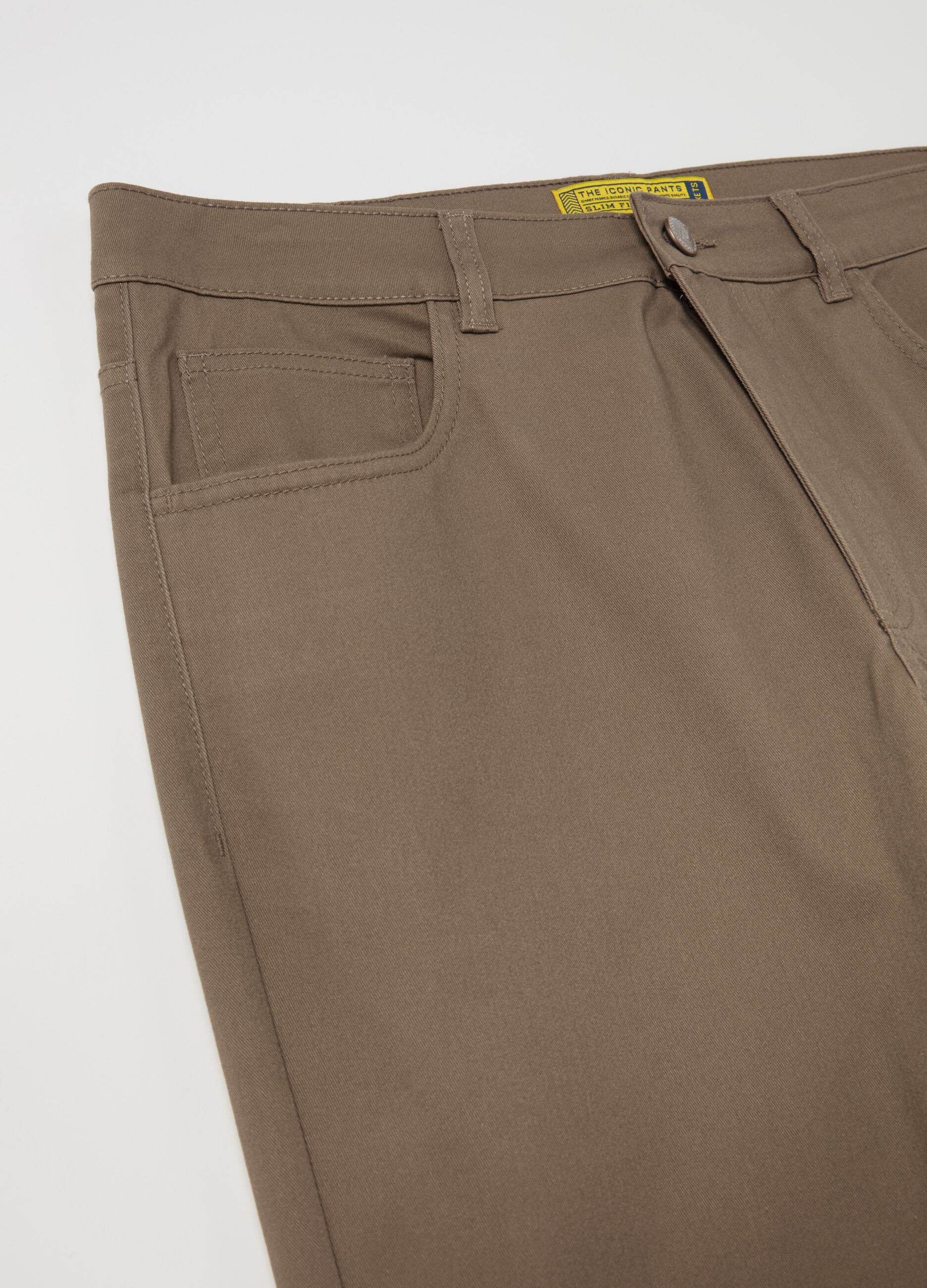 Slim-fit twill trousers with five pockets