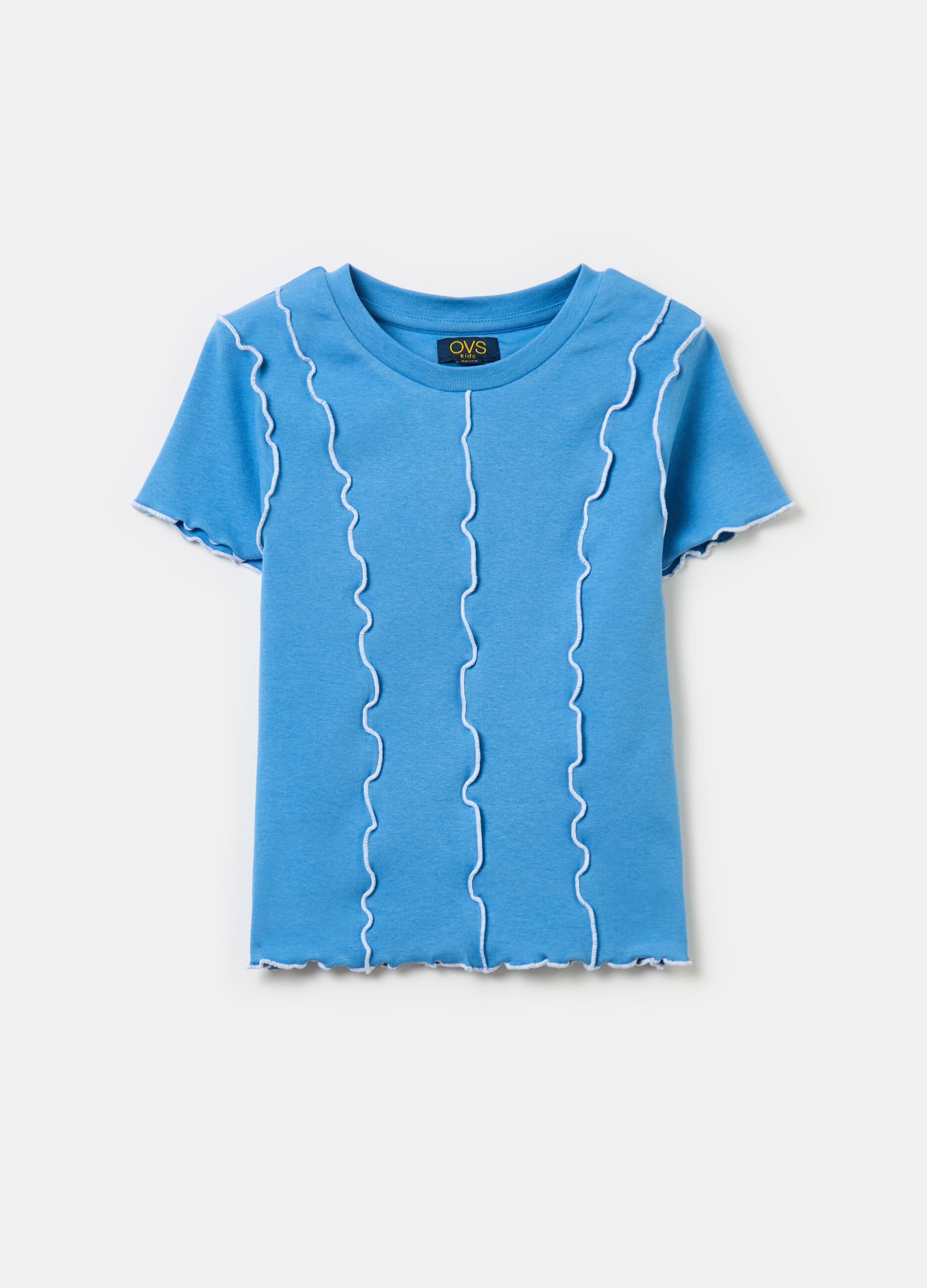 Stretch cotton T-shirt with applications