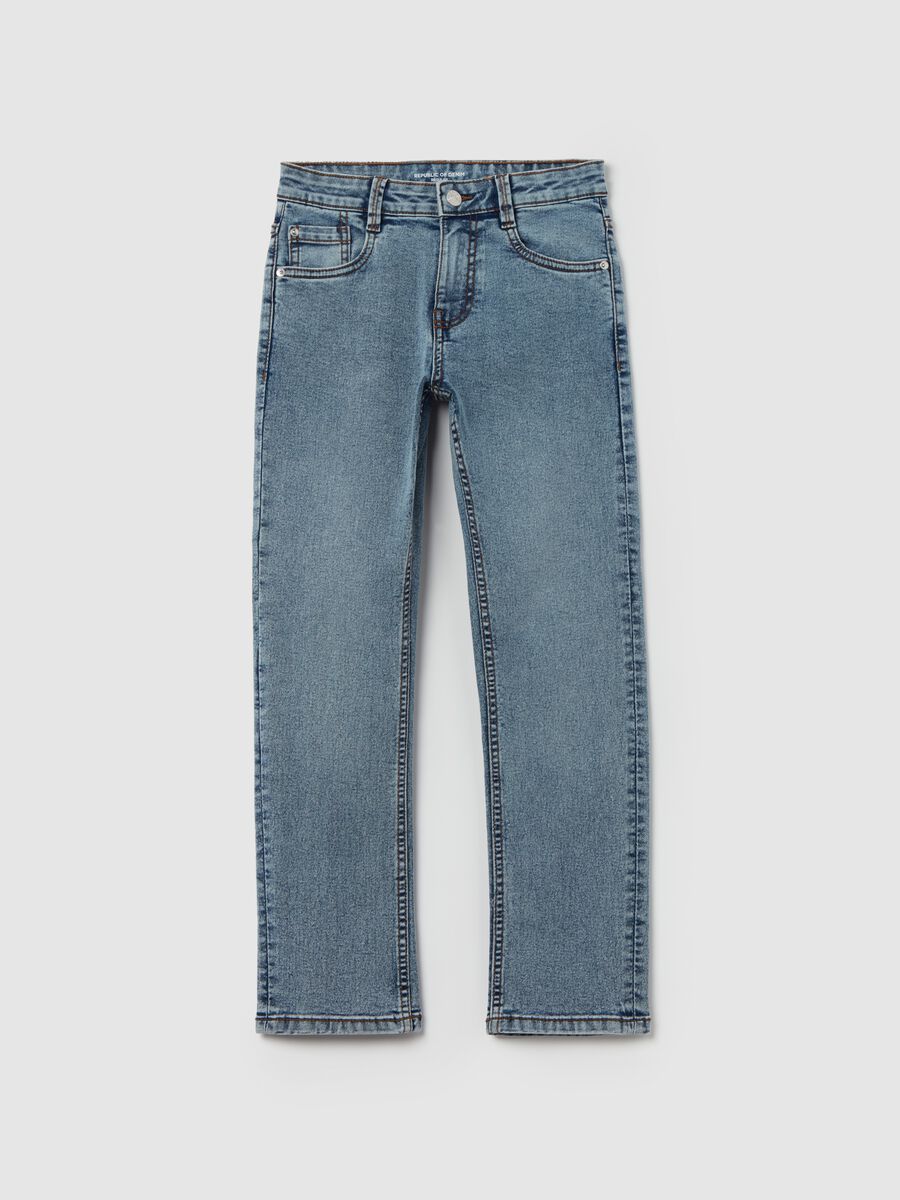 Regular-fit acid-wash jeans with five pockets_0