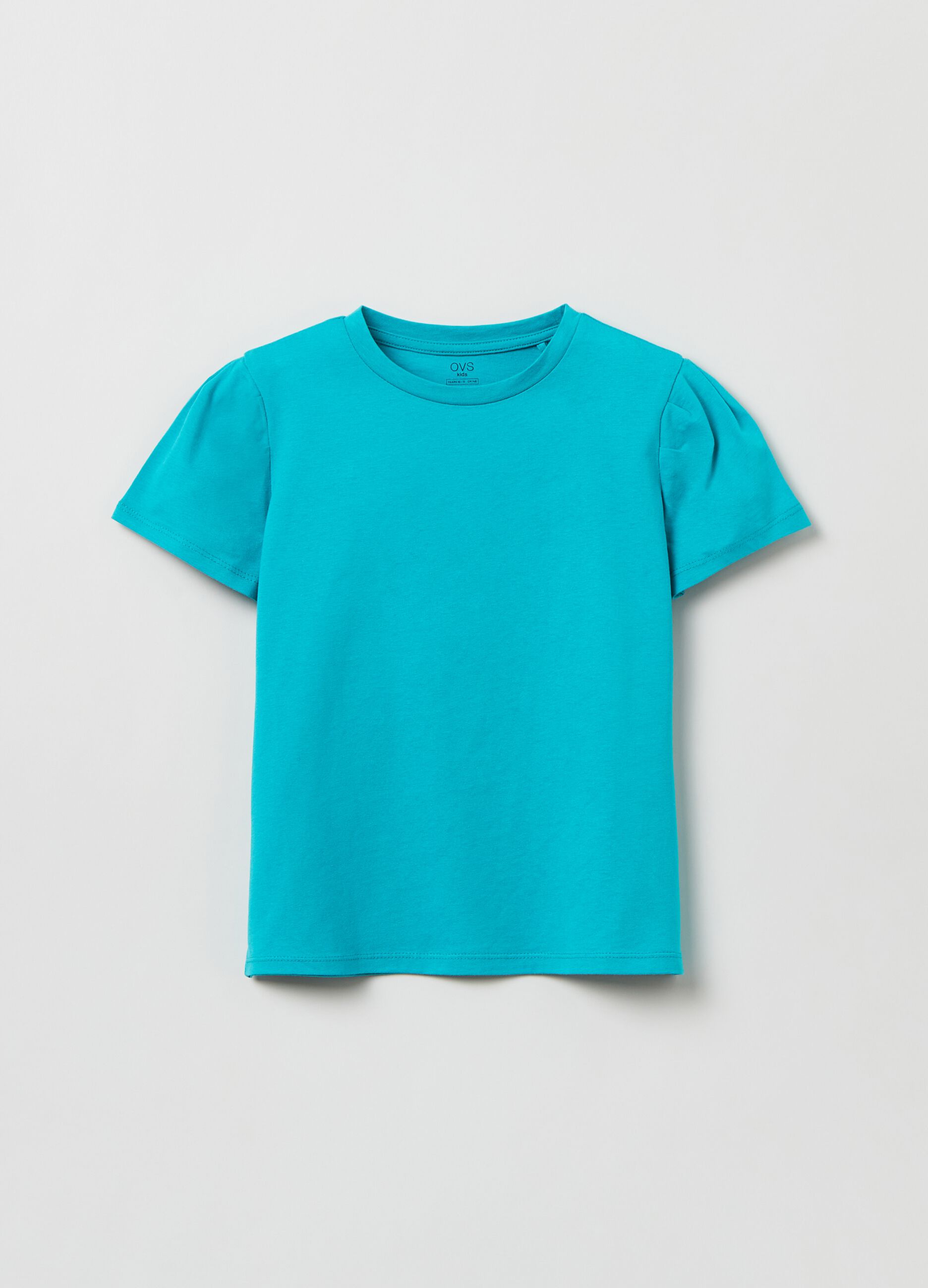 Cotton T-shirt with puff sleeves