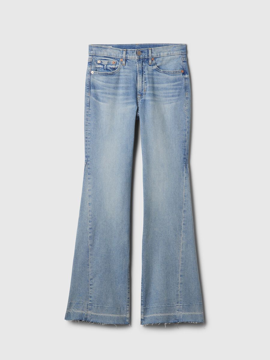 Flare-fit high-waist jeans with raw edging_6