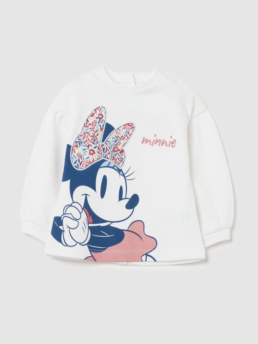 Organic cotton T-shirt with Minnie Mouse print and embroidery_0