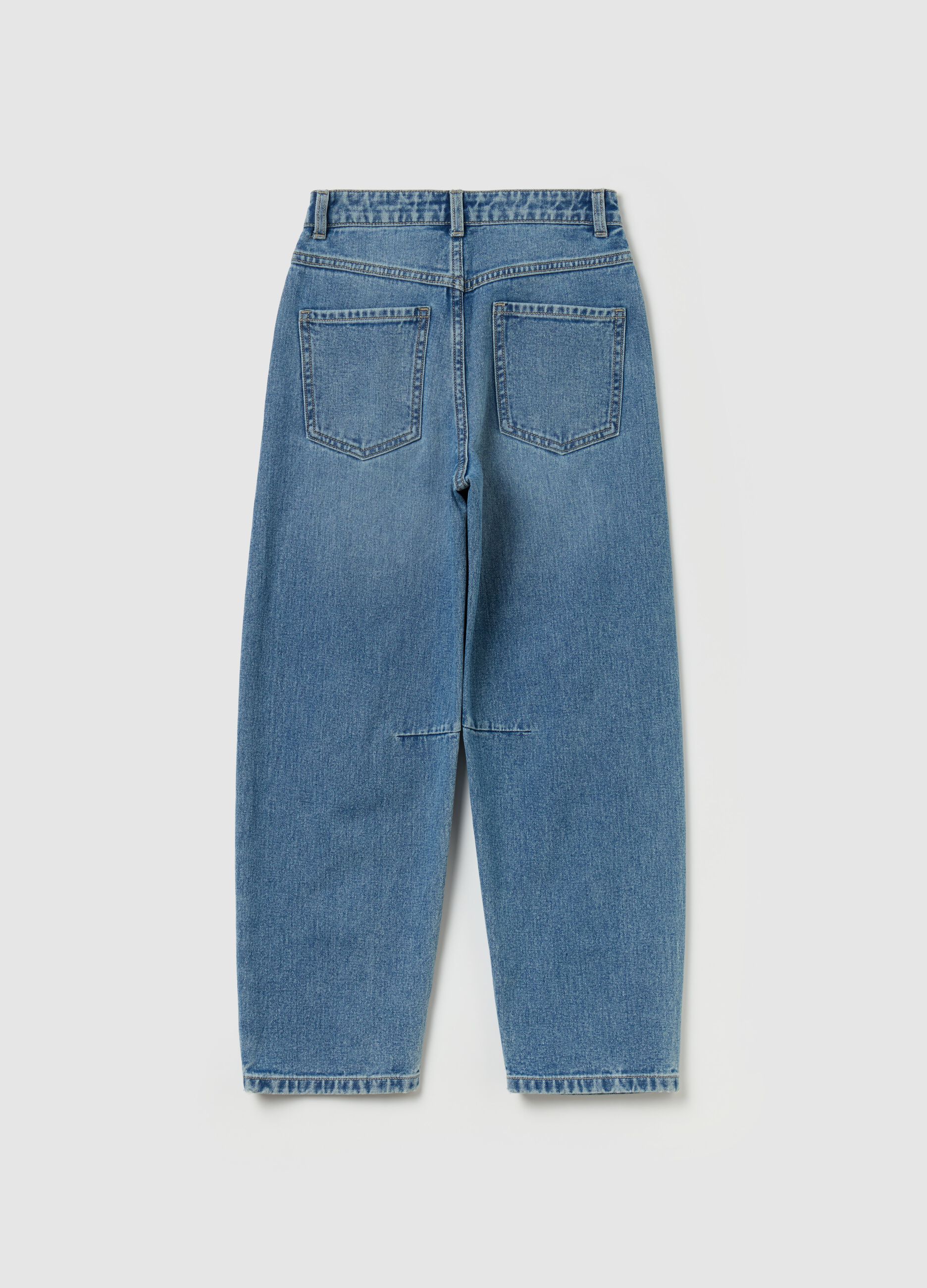 Balloon-fit jeans with fading