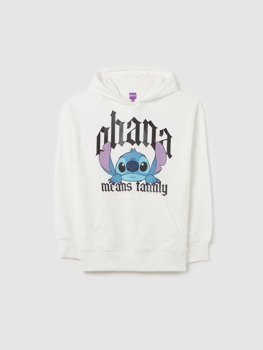 Sweatshirt with hood and Stitch "Ohana" print_0