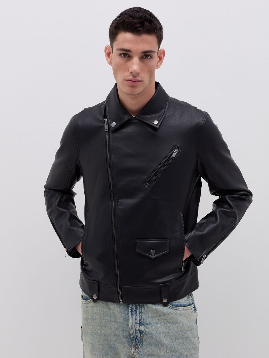 Giacca biker effetto lucido full-zip_1