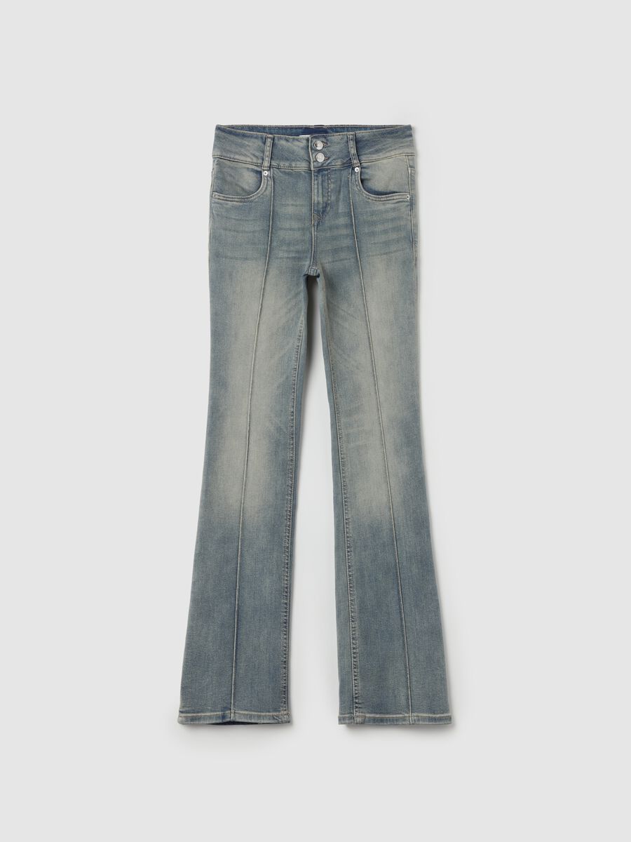 Flare-fit jeans with raised stitching_4