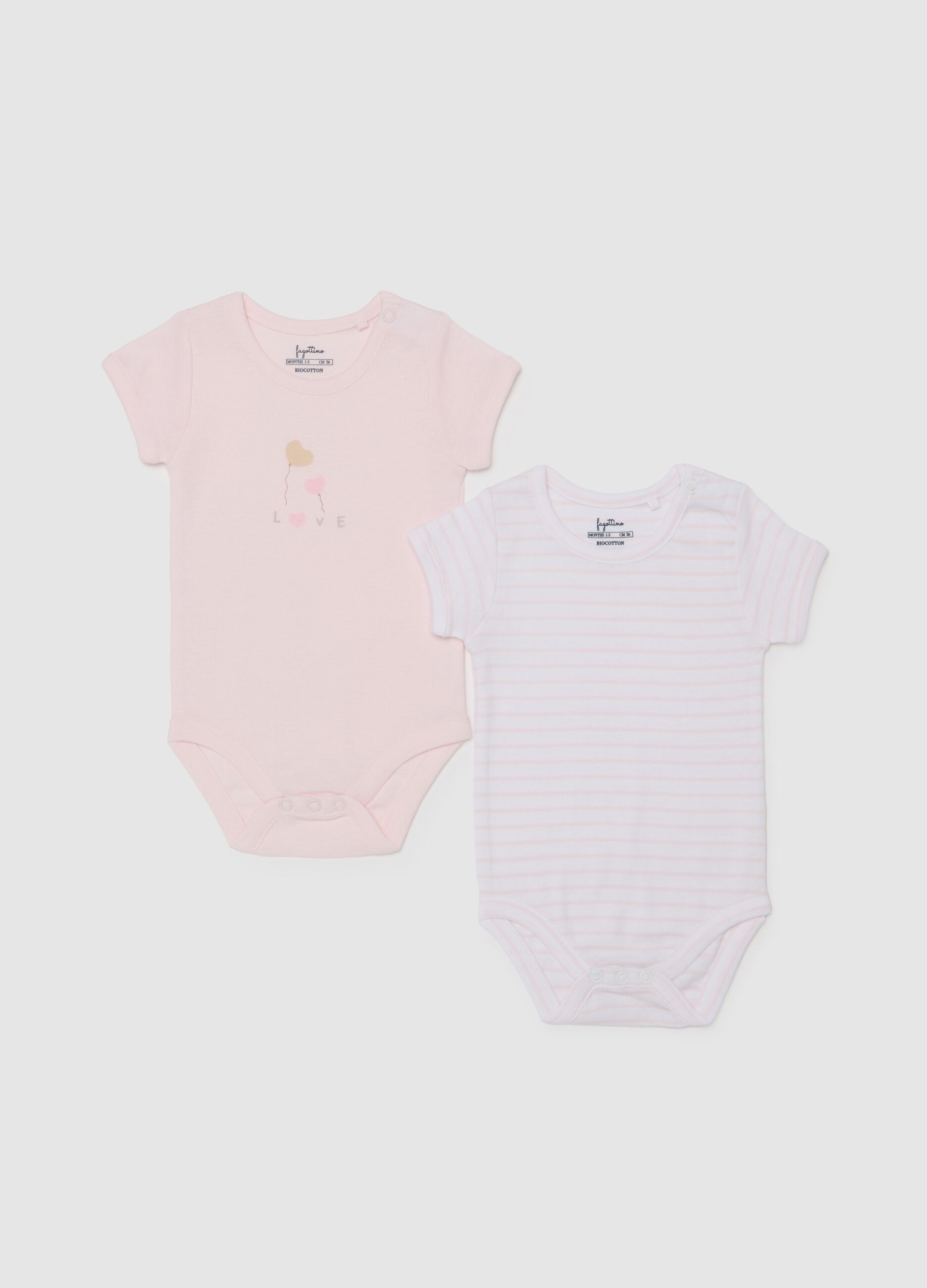 Two-pack striped bodysuits in organic cotton