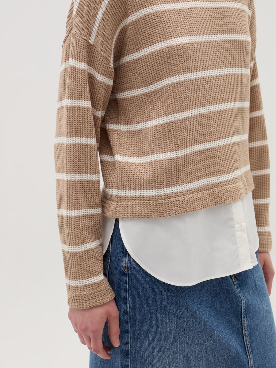 Long-sleeved T-shirt with micro waffle weave_3