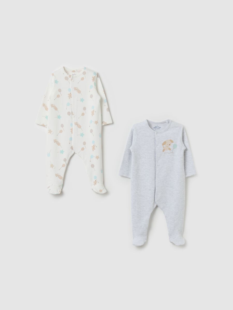 Two-pack onesies in organic cotton with feet_0