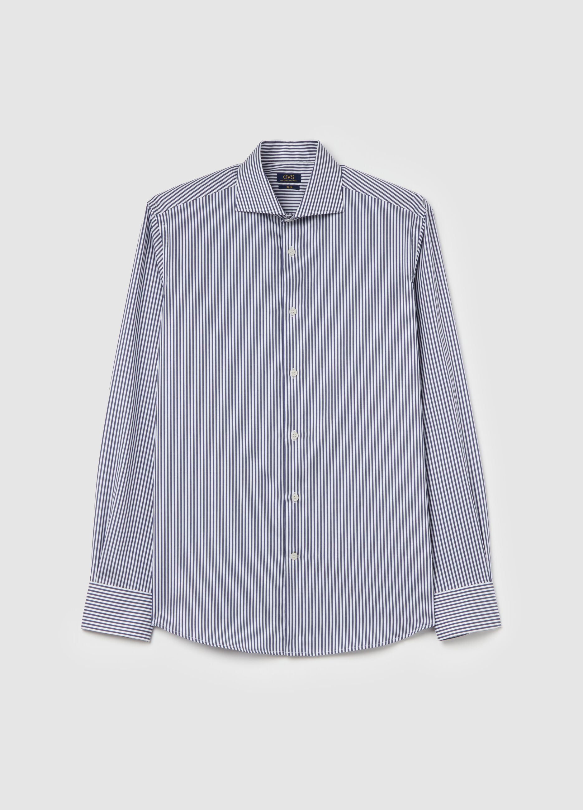 Slim-fit shirt with double-twist stripes