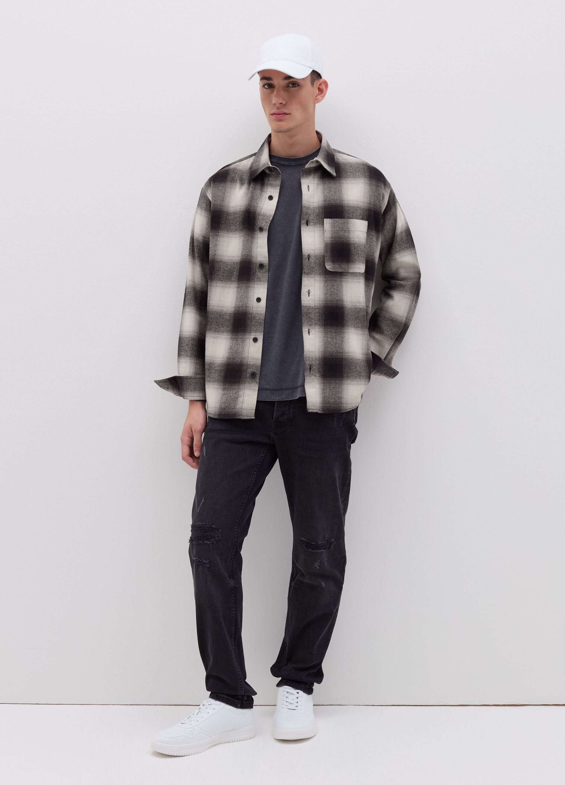 Regular-fit shirt in check flannel