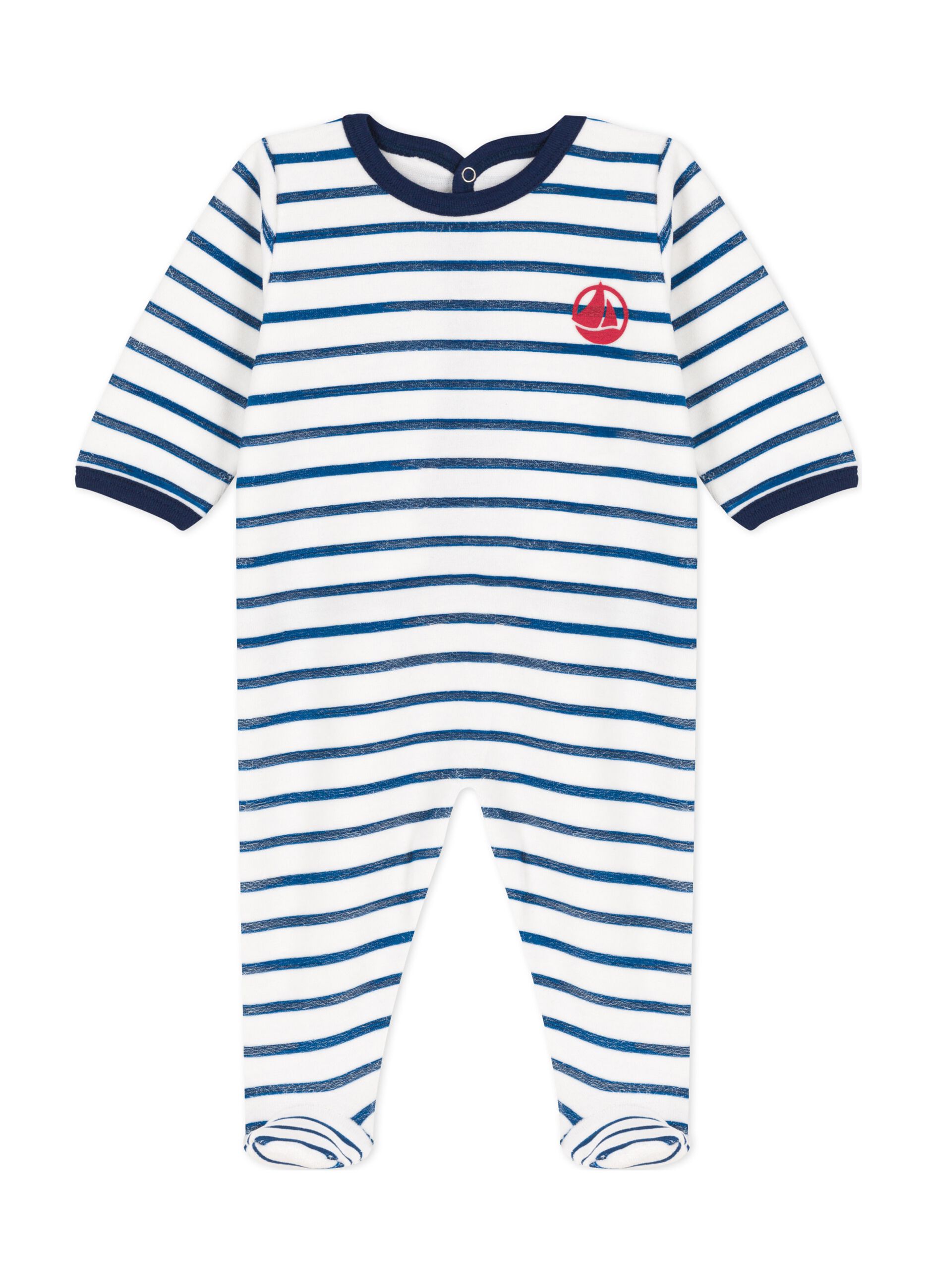 Chenille onesie with many stripes