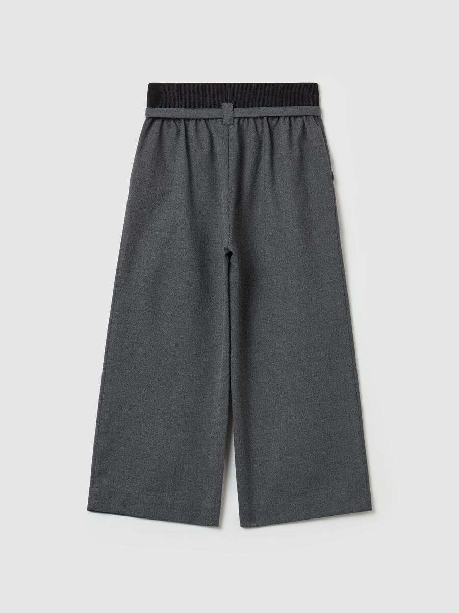 Pantalone culotte a gamba larga con cintura_1