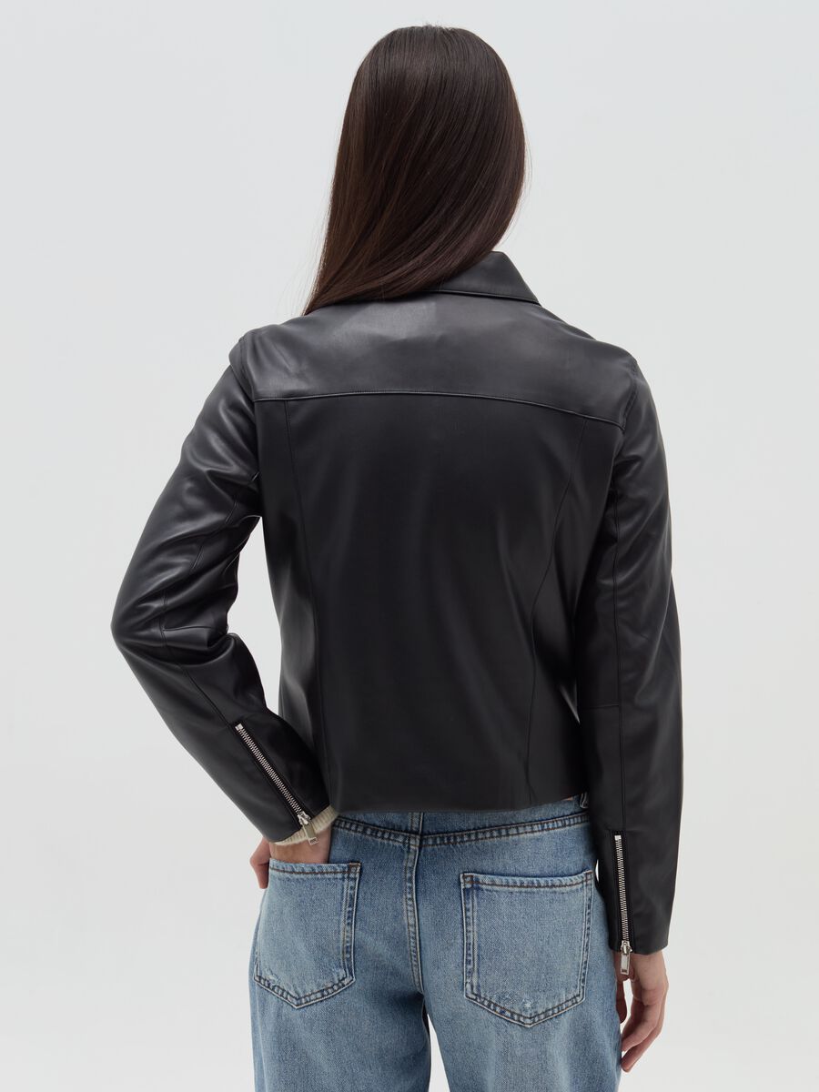 Glossy-effect biker jacket with zip_2