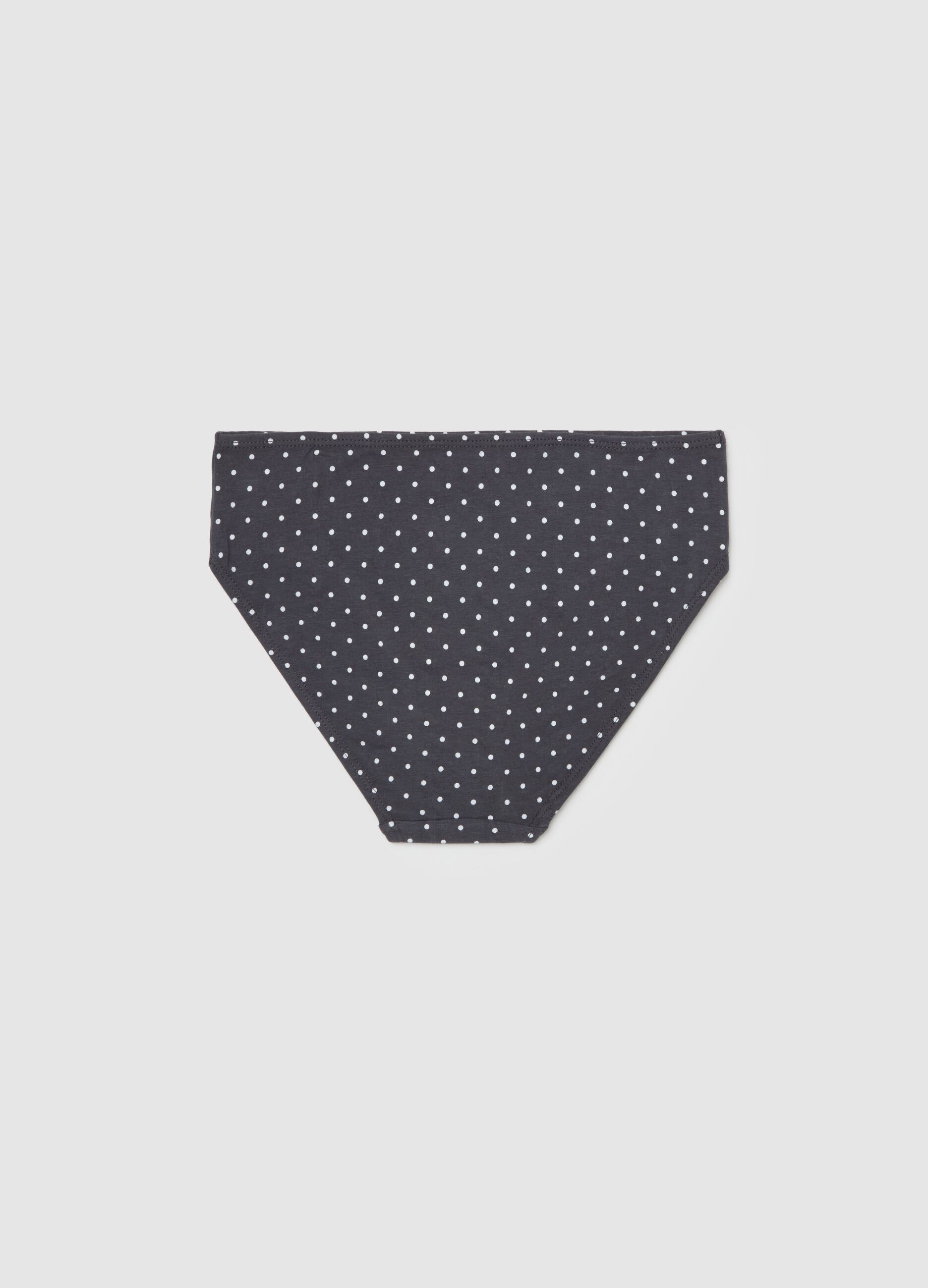 Organic cotton briefs with polka dot pattern