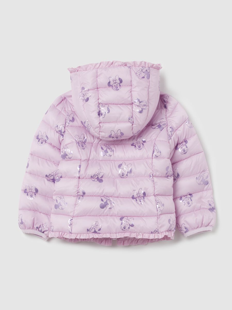 Down jacket with hood and Minnie Mouse print_1