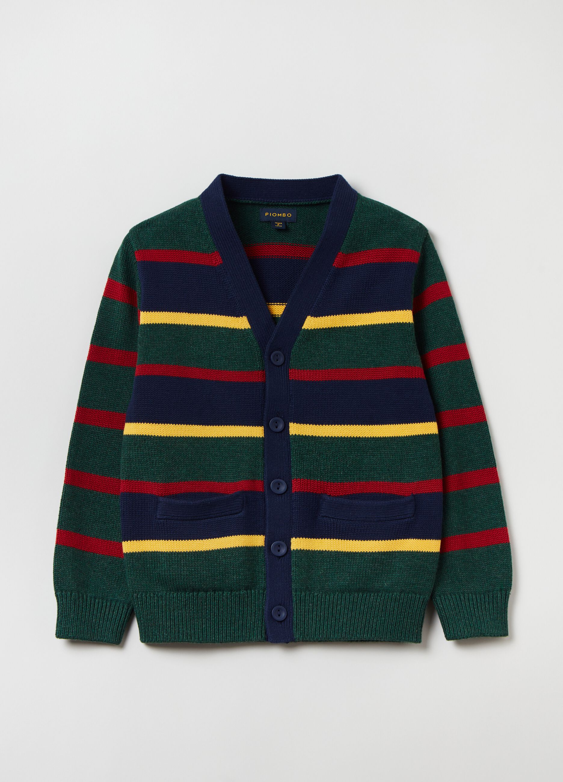 Cotton cardigan with striped pattern