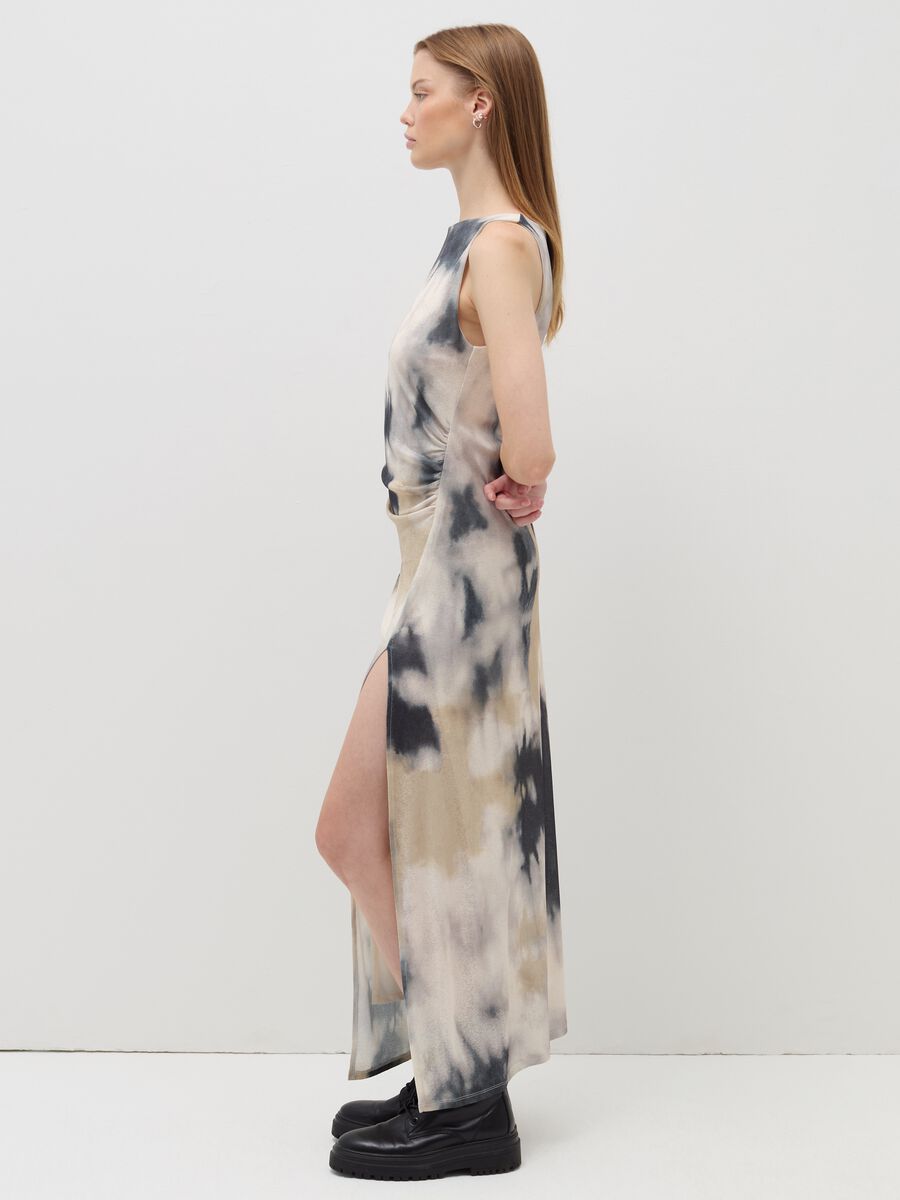 Long tie-dye dress with gathering_1