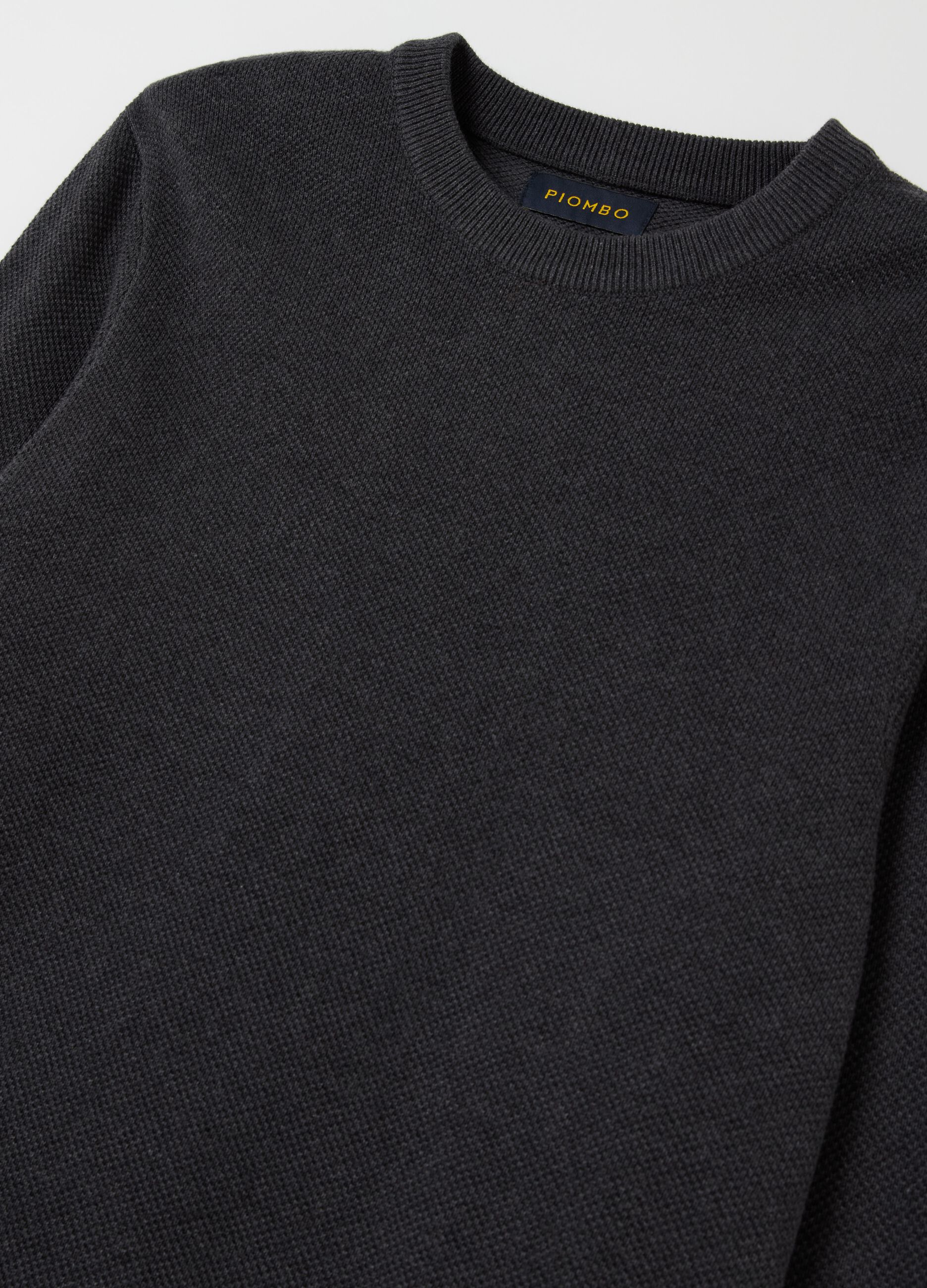 Piquet pullover with round neck