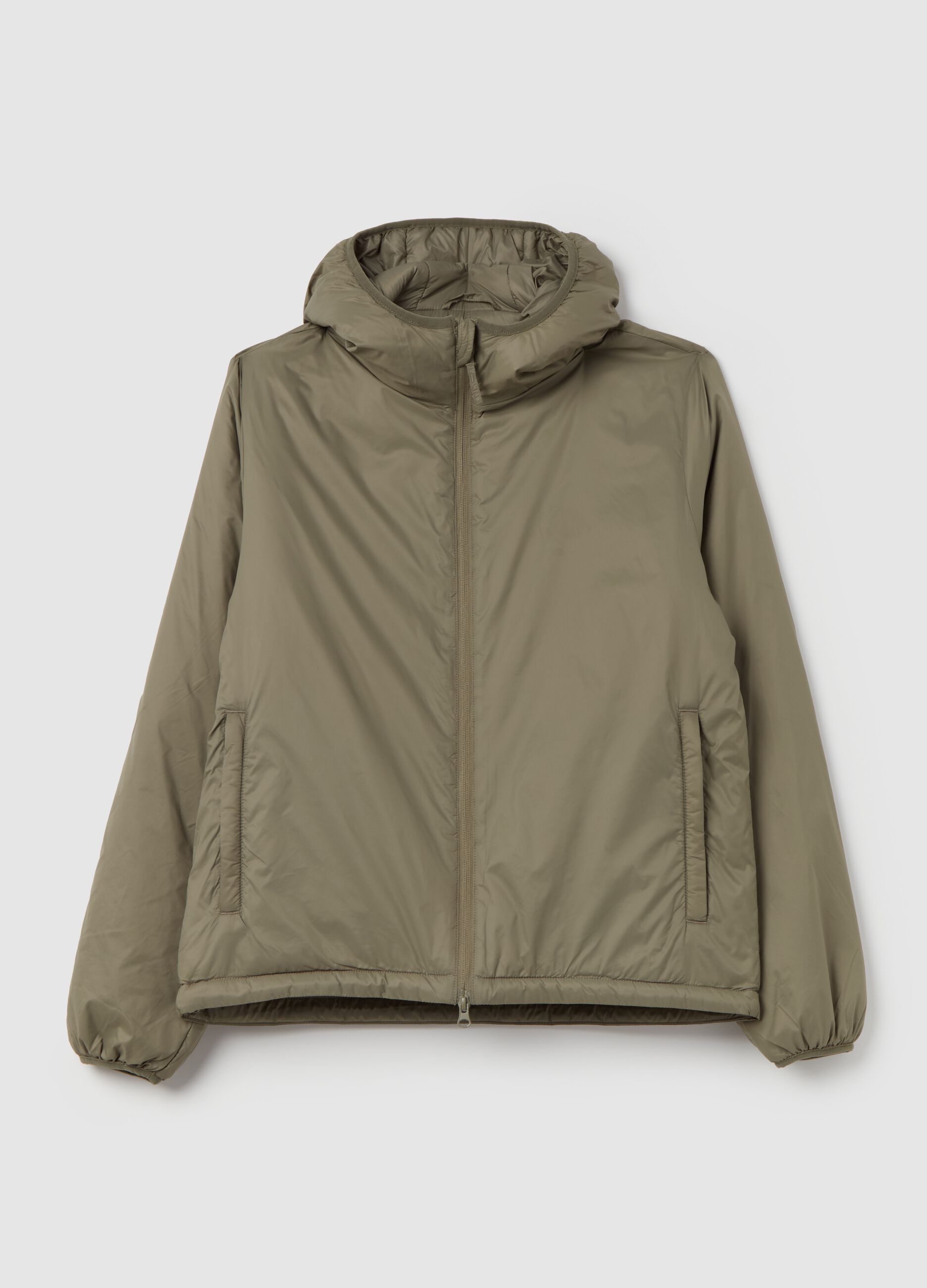 Full-zip down jacket with hood