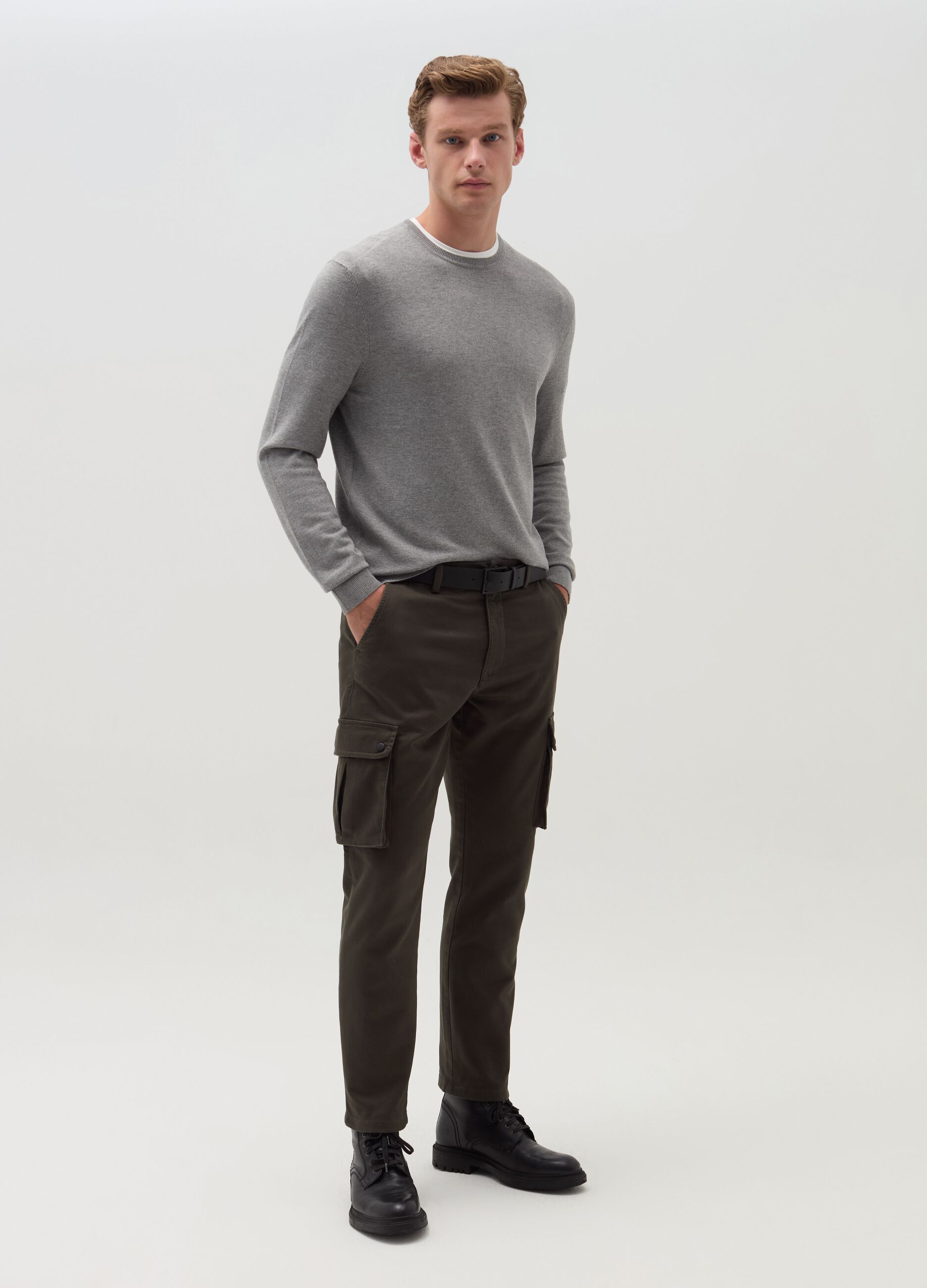 Pantalone cargo in cotone stretch