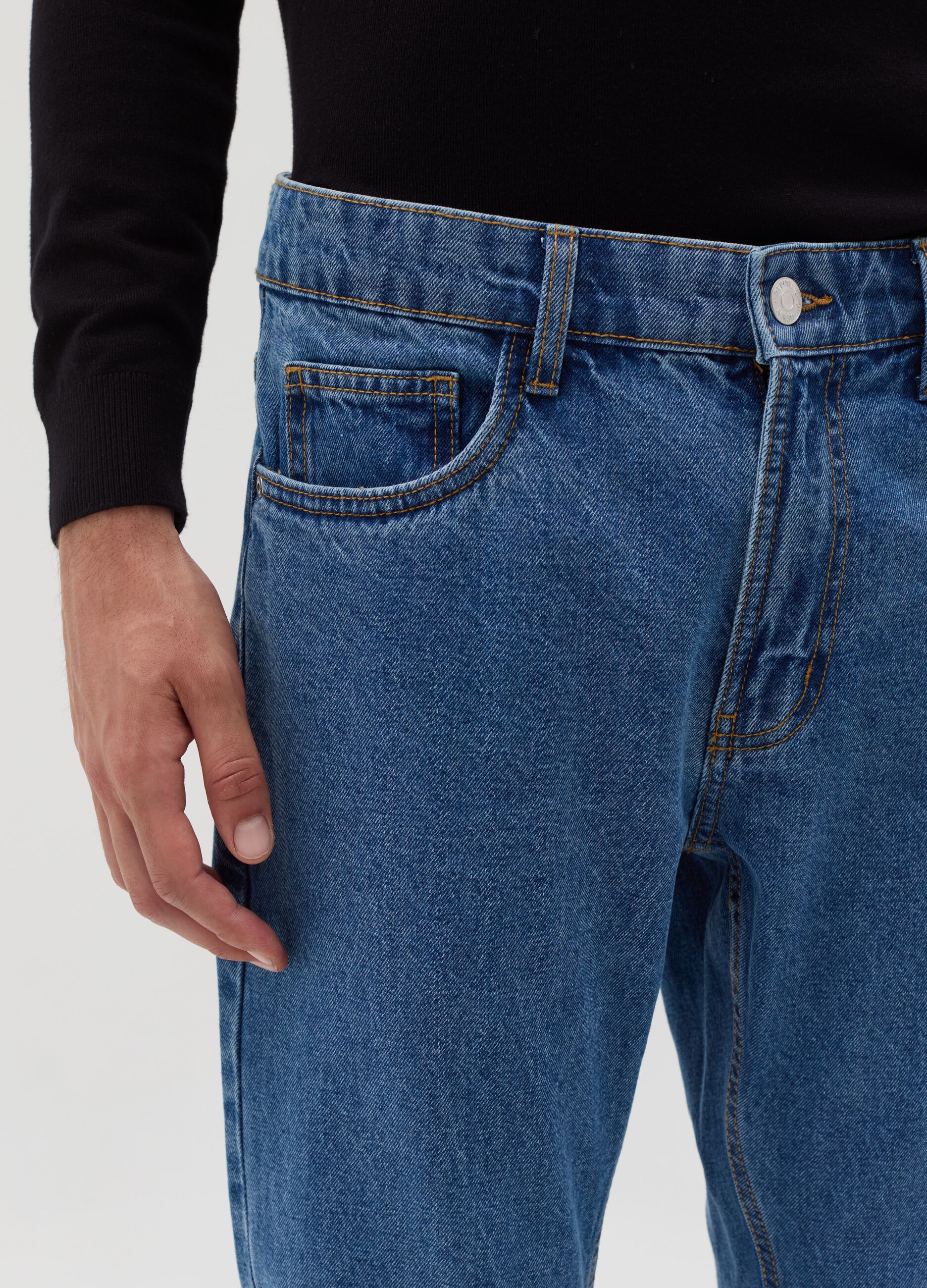 Slim-fit acid-wash jeans