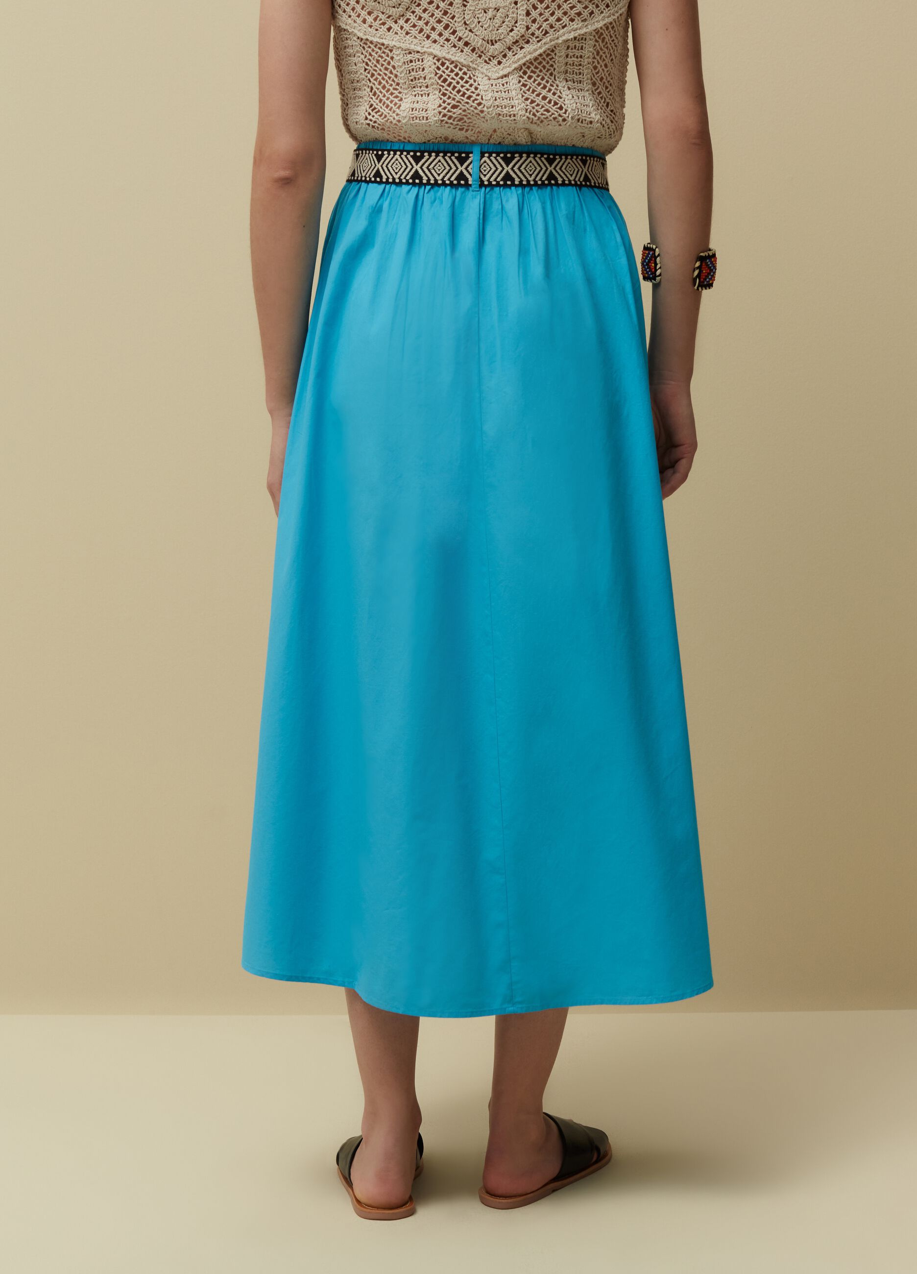 Midi skirt with jacquard belt