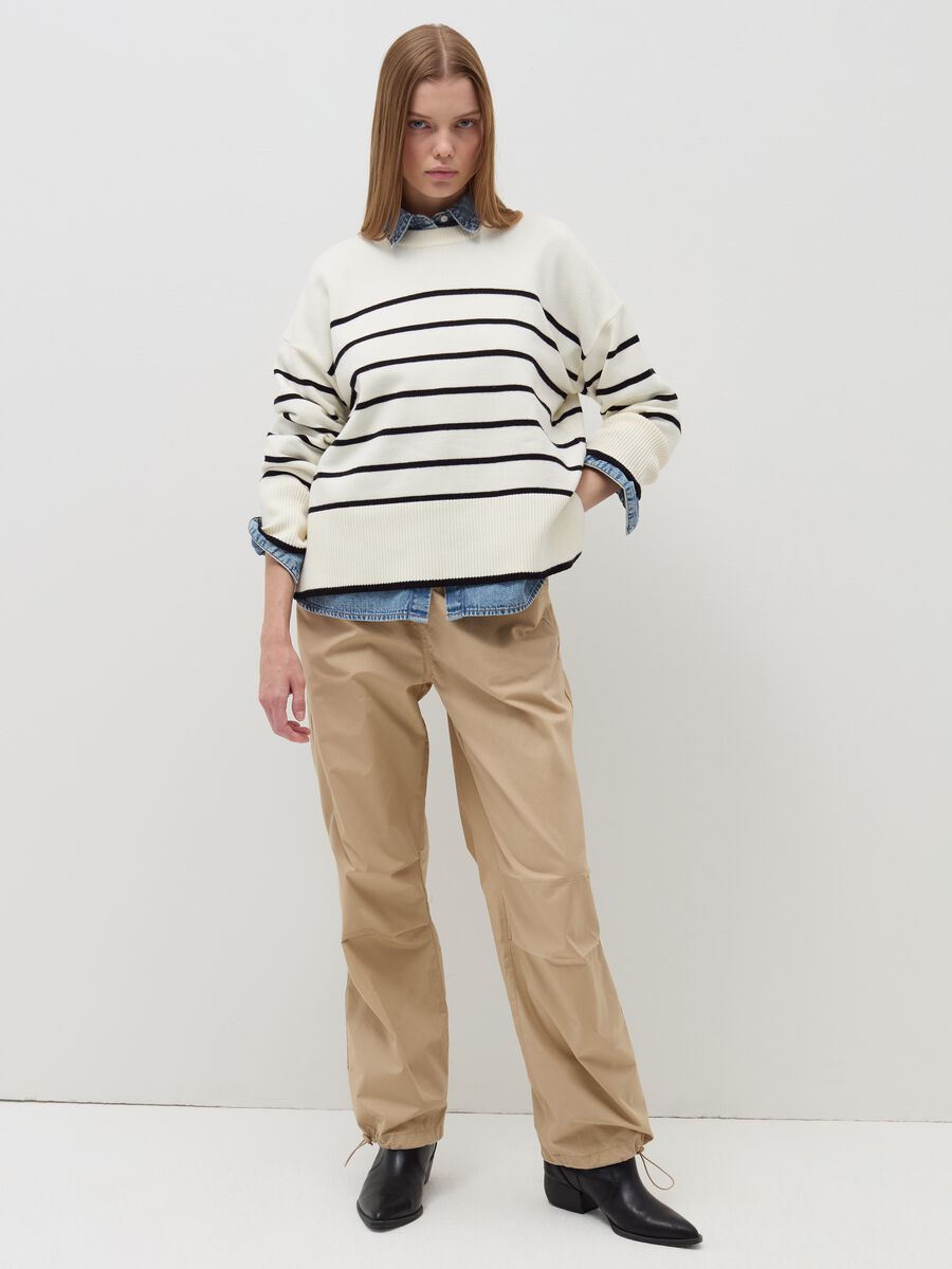 Striped pullover with slits_0